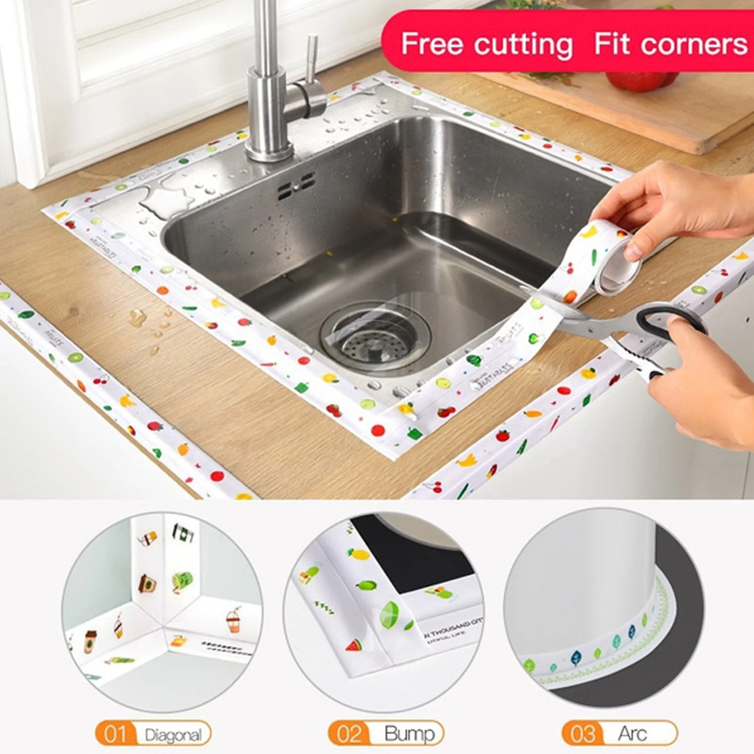 Kitchen Sink Platform Sticker Bathroom Corner Tape (2Meter Size) - Image 7