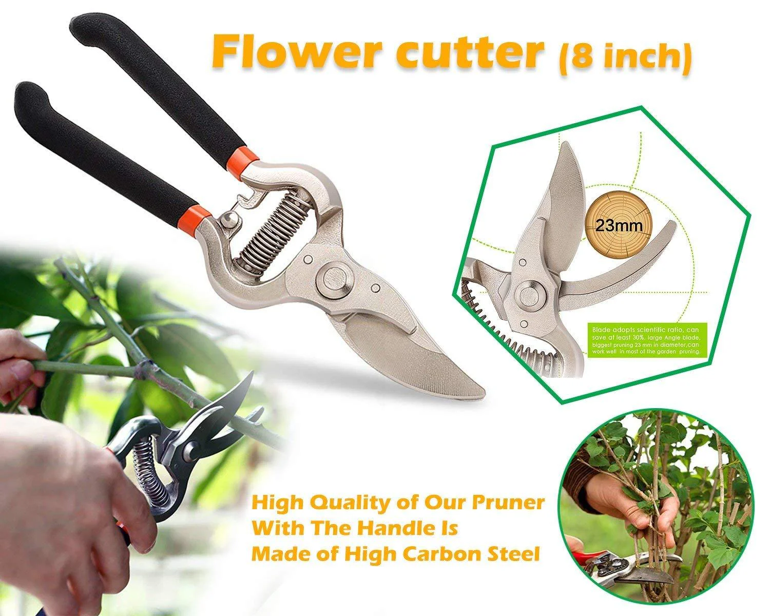 Garden Shears Pruners Scissor, flower cutter (8 inch) - Image 6