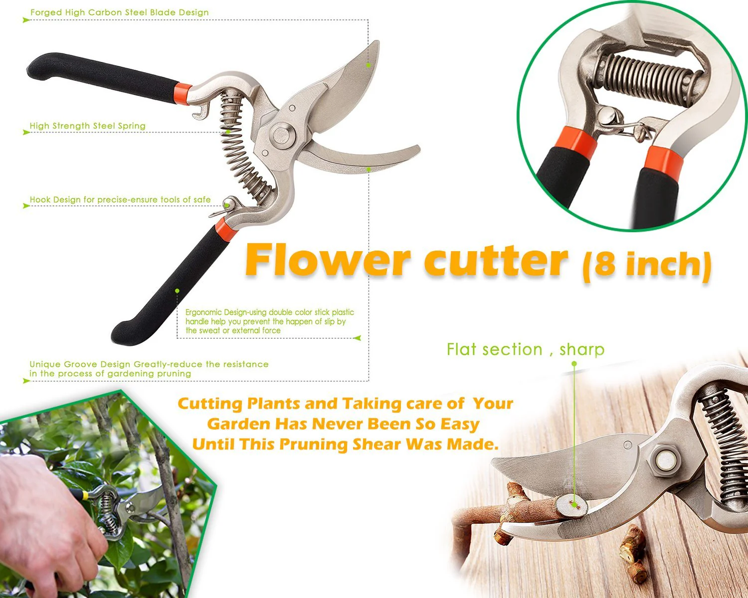 Garden Shears Pruners Scissor, flower cutter (8 inch) - Image 7