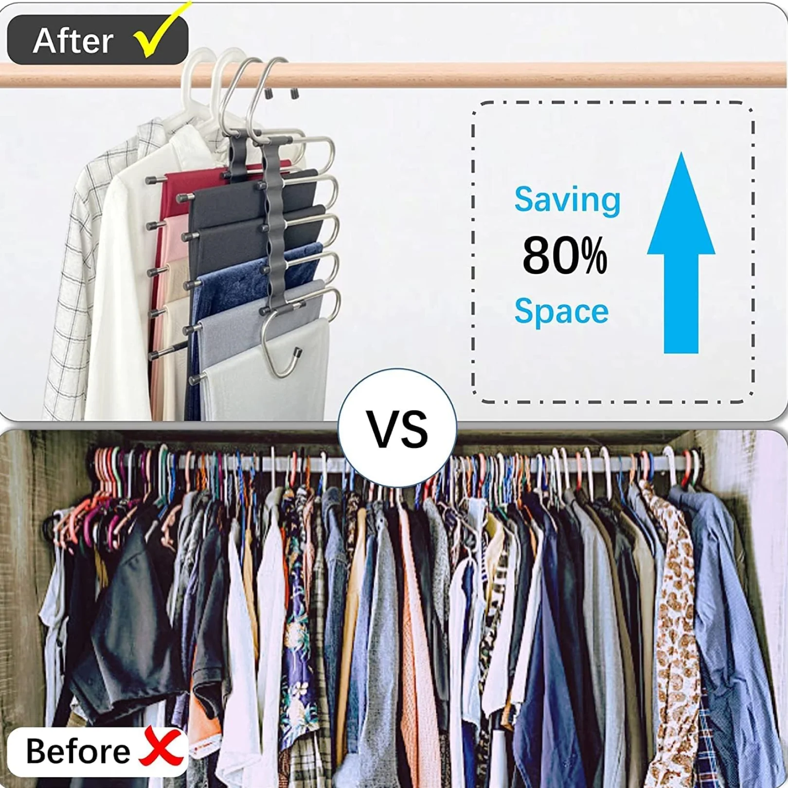 Adjustable Trouser Pants Hanger Organizer - Image 2