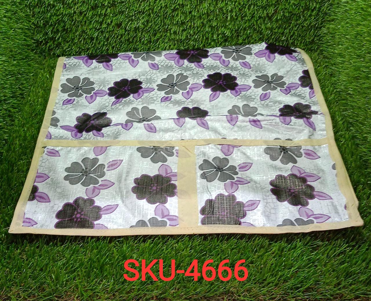 Microwave/Oven Top Cover with 4 Utility Pockets (Mix Design) - Image 7