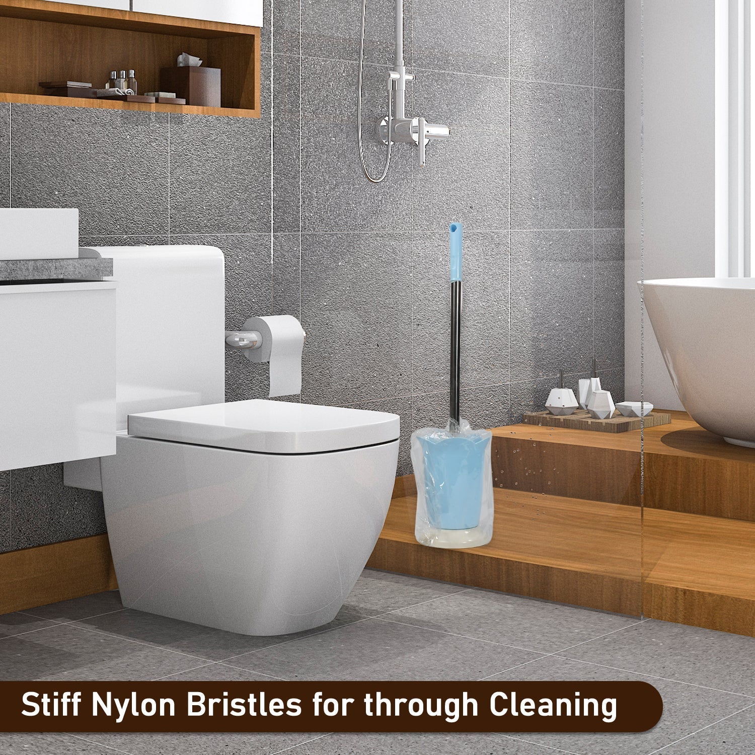 Toilet Plastic Brush with Holder Stand Western and Indian Toilet Bathroom Cleaning - Image 11