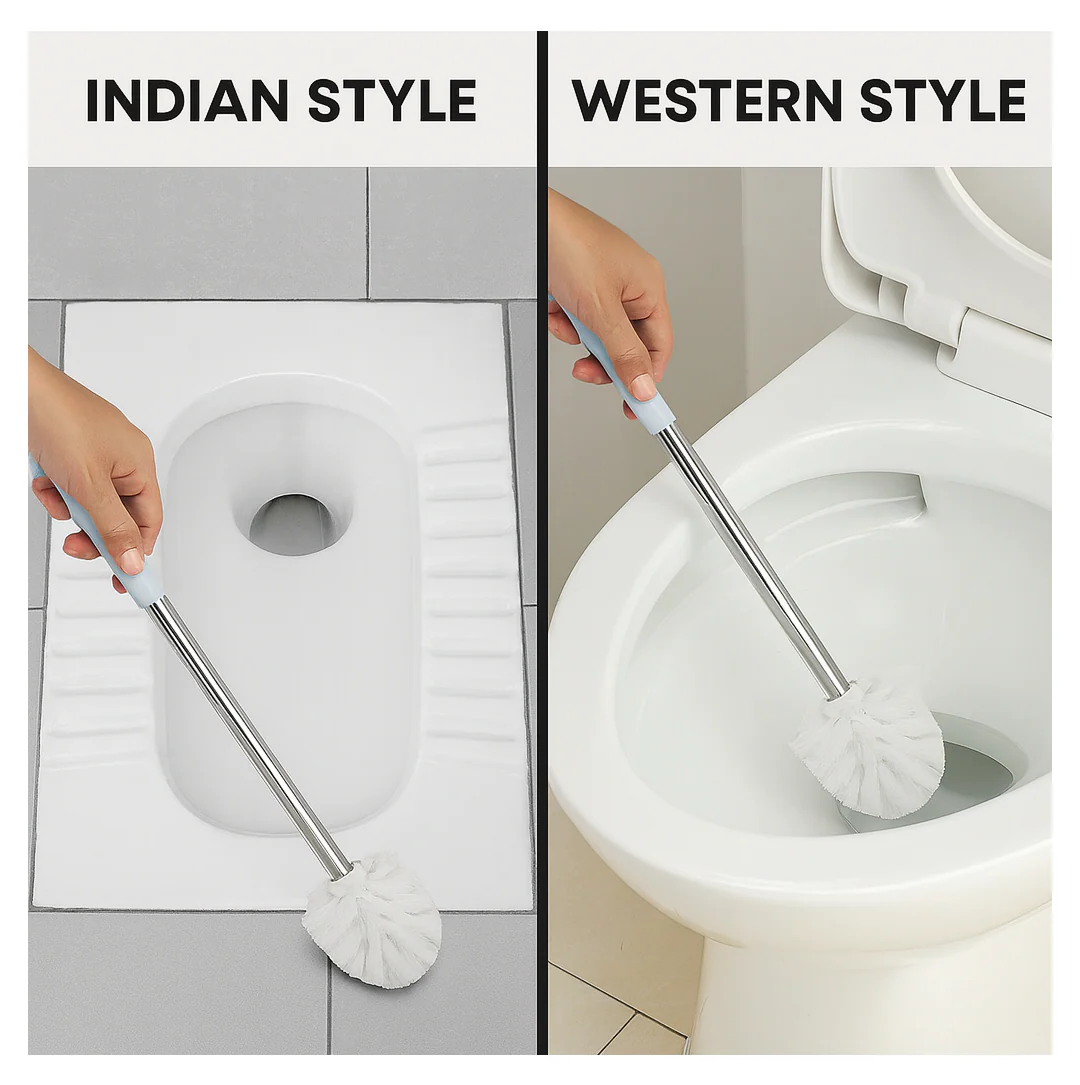 Toilet Plastic Brush with Holder Stand Western and Indian Toilet Bathroom Cleaning - Image 4