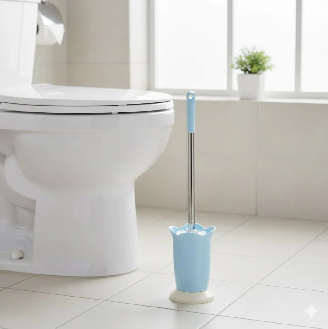 Toilet Plastic Brush with Holder Stand Western and Indian Toilet Bathroom Cleaning - Image 6