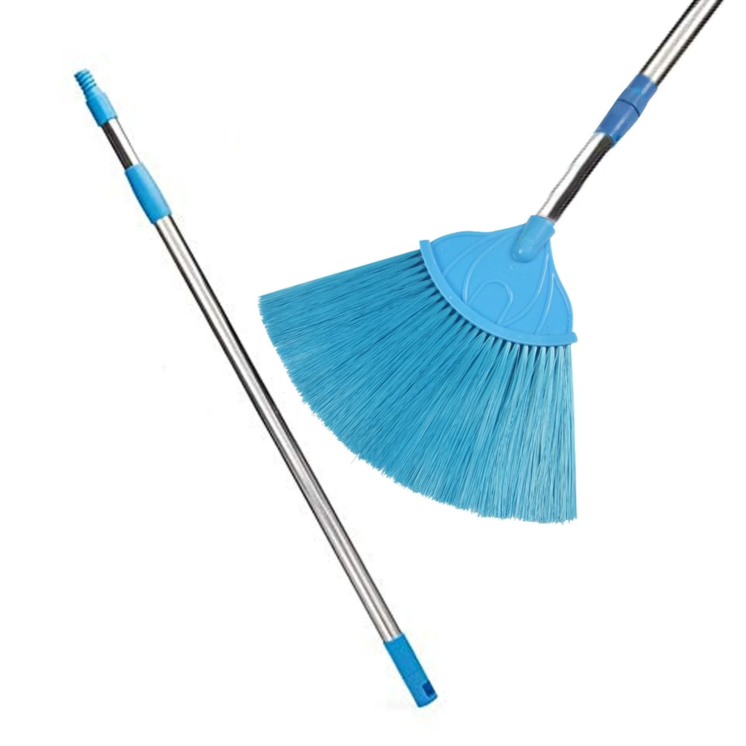 Broom with Long Stainless Steel Rod and Extendable Cobweb Cleaner Stick - Image 3