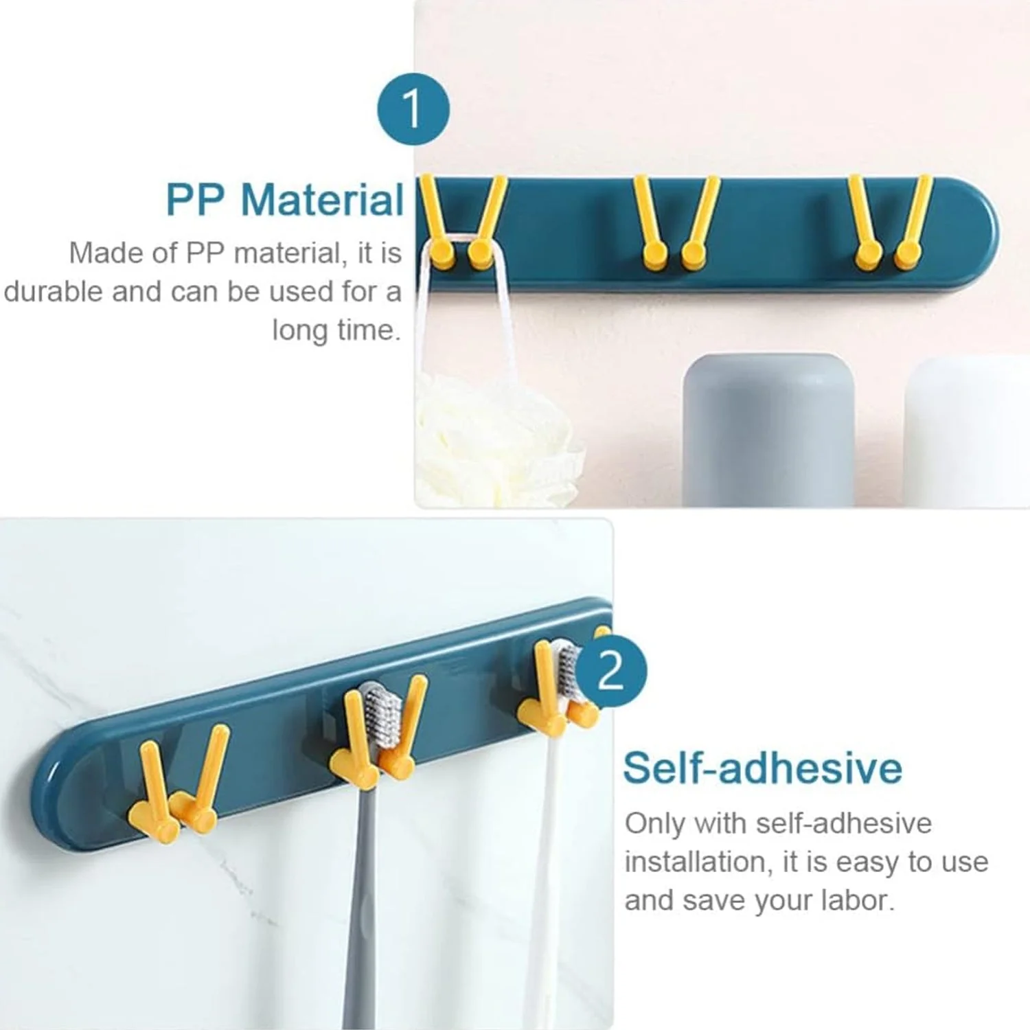 Toothbrush Holder Plastic Bathroom Accessories Organizer Hooks (1pc) - Image 6