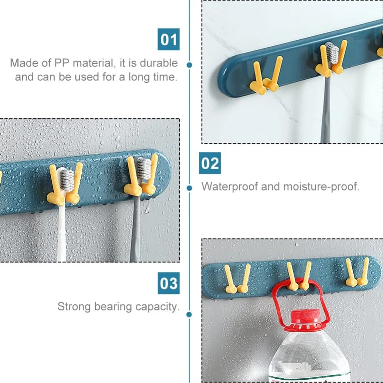 Toothbrush Holder Plastic Bathroom Accessories Organizer Hooks (1pc) - Image 7