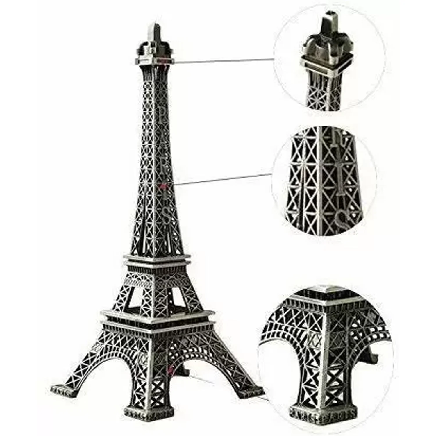 Antique 3D Eiffel Tower Statue - Metal Paris Landmark Decorative Showpiece - Image 3
