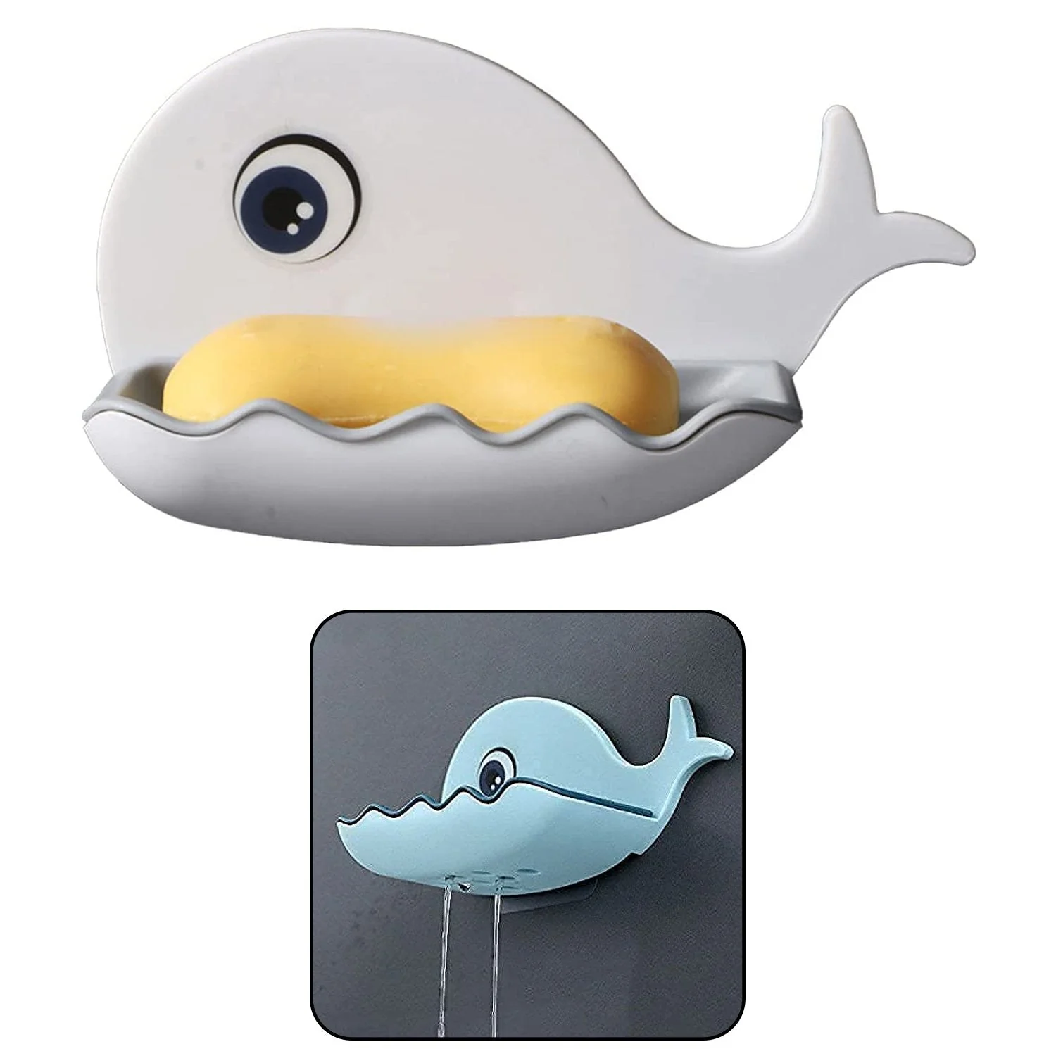 Fish Shape Soap Dish Adhesive Waterproof Wall Mounted Bar Soap Dish (Pack of 2Pc) - Image 3