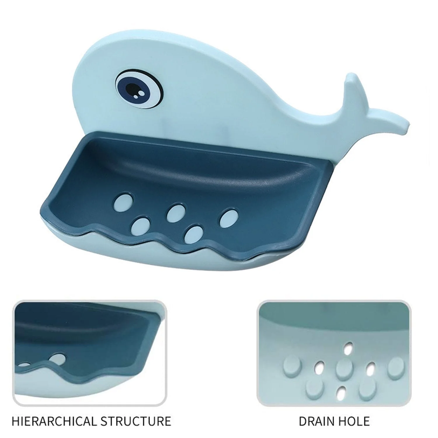 Fish Shape Soap Dish Adhesive Waterproof Wall Mounted Bar Soap Dish (Pack of 2Pc) - Image 6