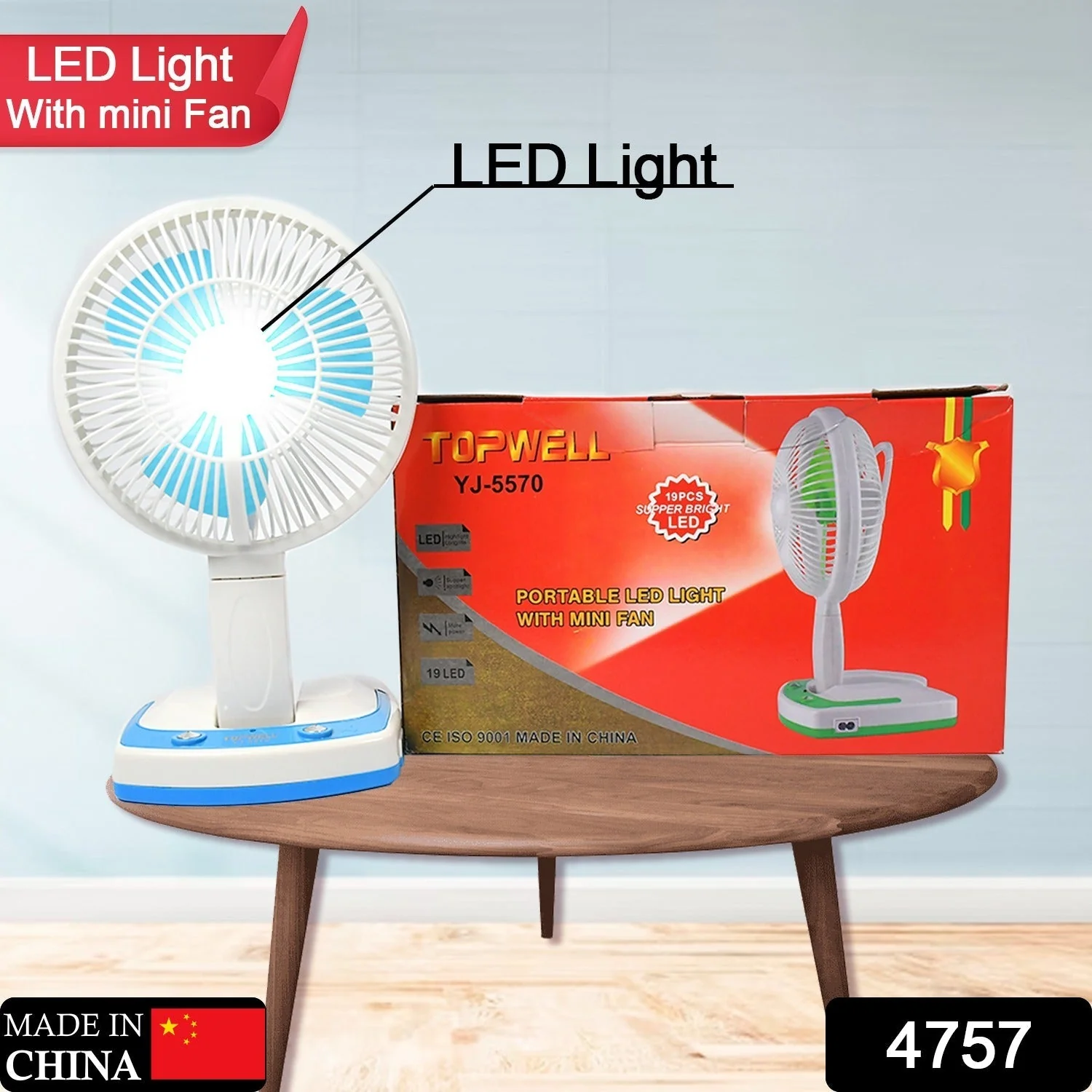PORTABLE LED LIGHT WITH MINI FAN- YJ 5570 (Battery Not Include) - Image 2