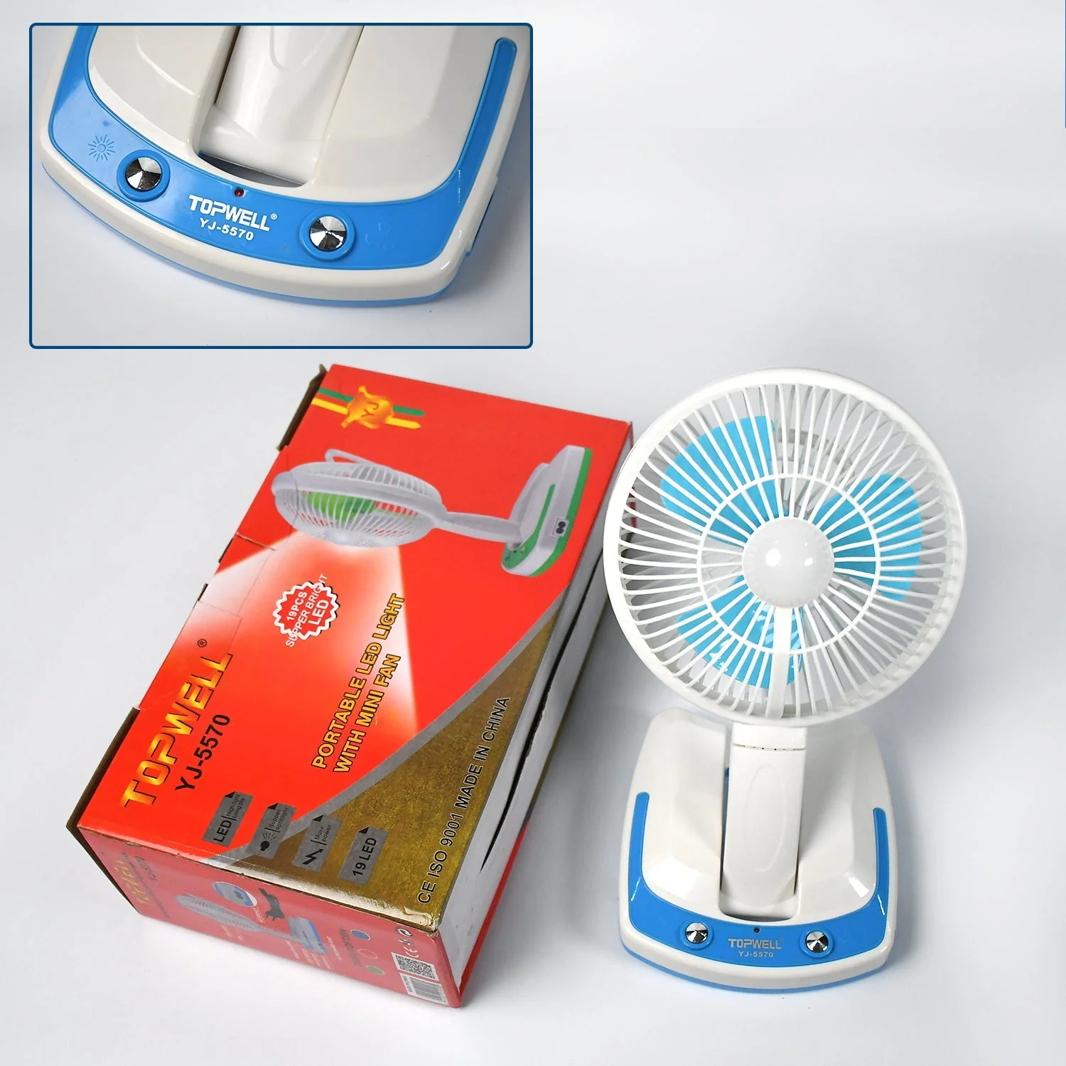 PORTABLE LED LIGHT WITH MINI FAN- YJ 5570 (Battery Not Include) - Image 3