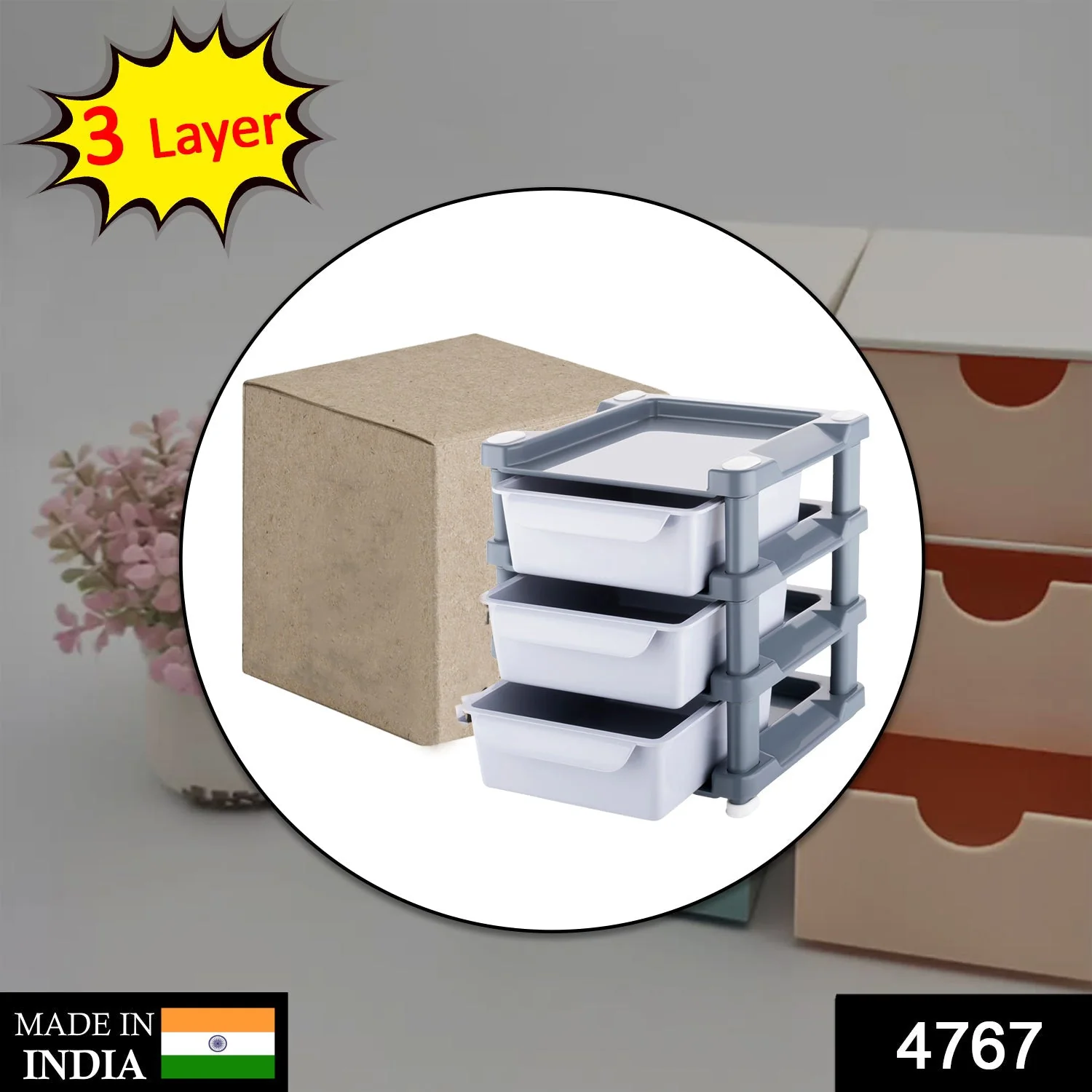 Mini 3 Layer Drawer Used for storing makeup equipment’s and kits used by women’s - Image 2