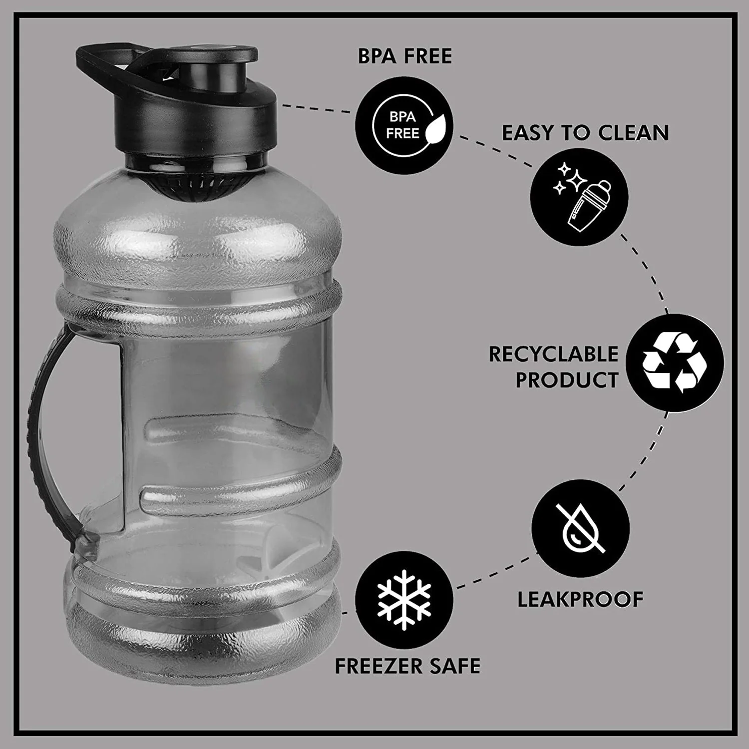 Sports Gym 1.5 Liters Gallon Water Bottle with Mixer and Strainer - Image 9
