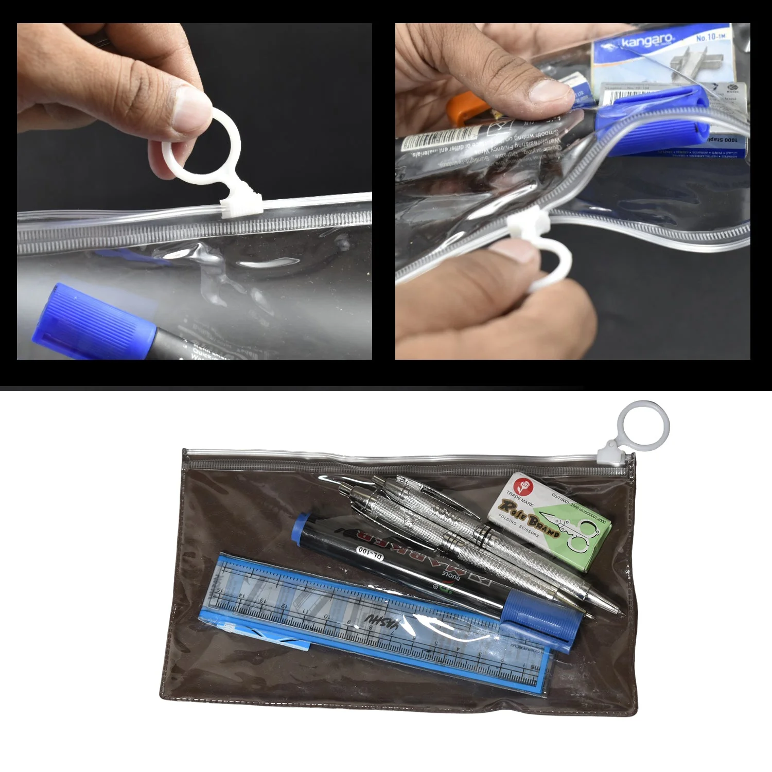 6-Pcs Combo Zipper Pouch with Scissor Ruler Pen Marker for Teachers Students - Image 6