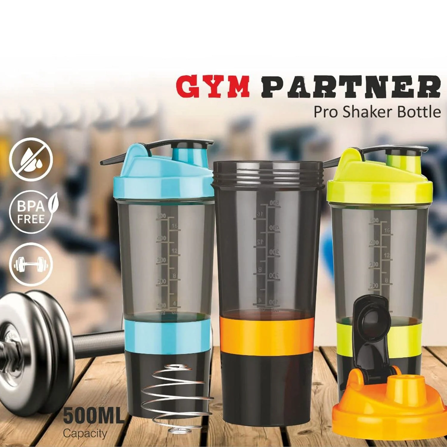 Gym Shaker Bottle & shakers for Protein Shake (1 Pc) - Image 3
