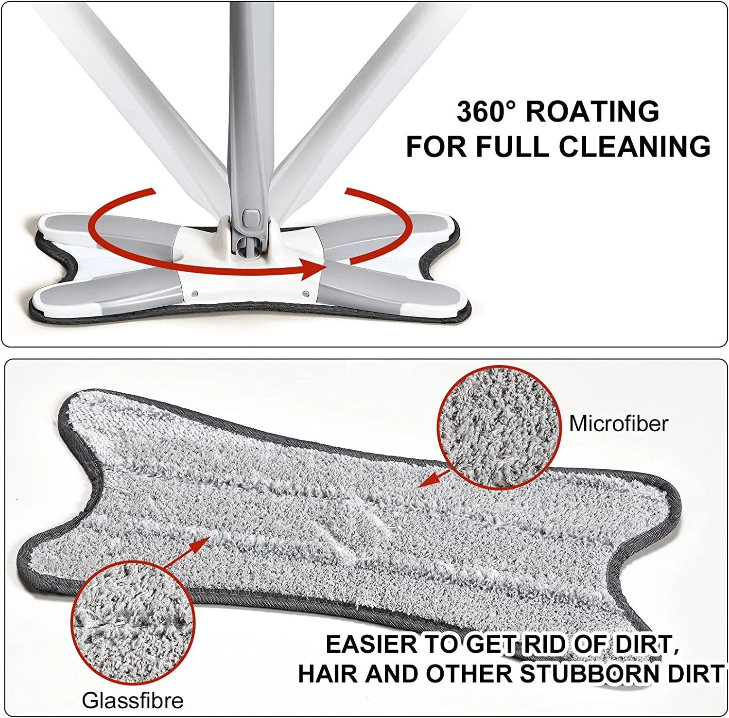 X-Shape Hands-Free Squeeze Microfiber Floor Mop for Home Cleaning - Image 10