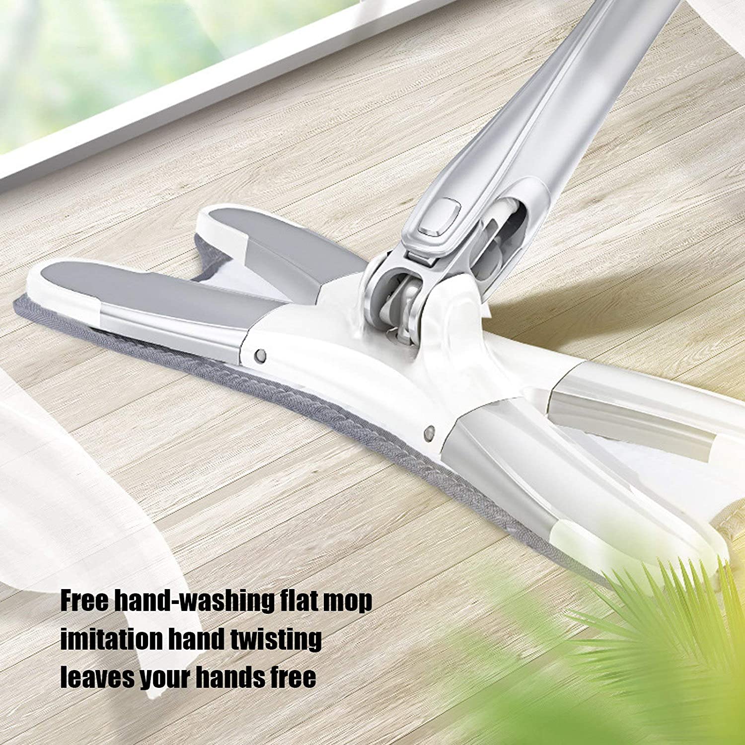 X-Shape Hands-Free Squeeze Microfiber Floor Mop for Home Cleaning - Image 7