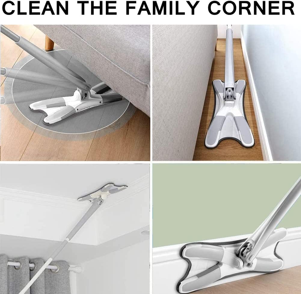 X-Shape Hands-Free Squeeze Microfiber Floor Mop for Home Cleaning - Image 8