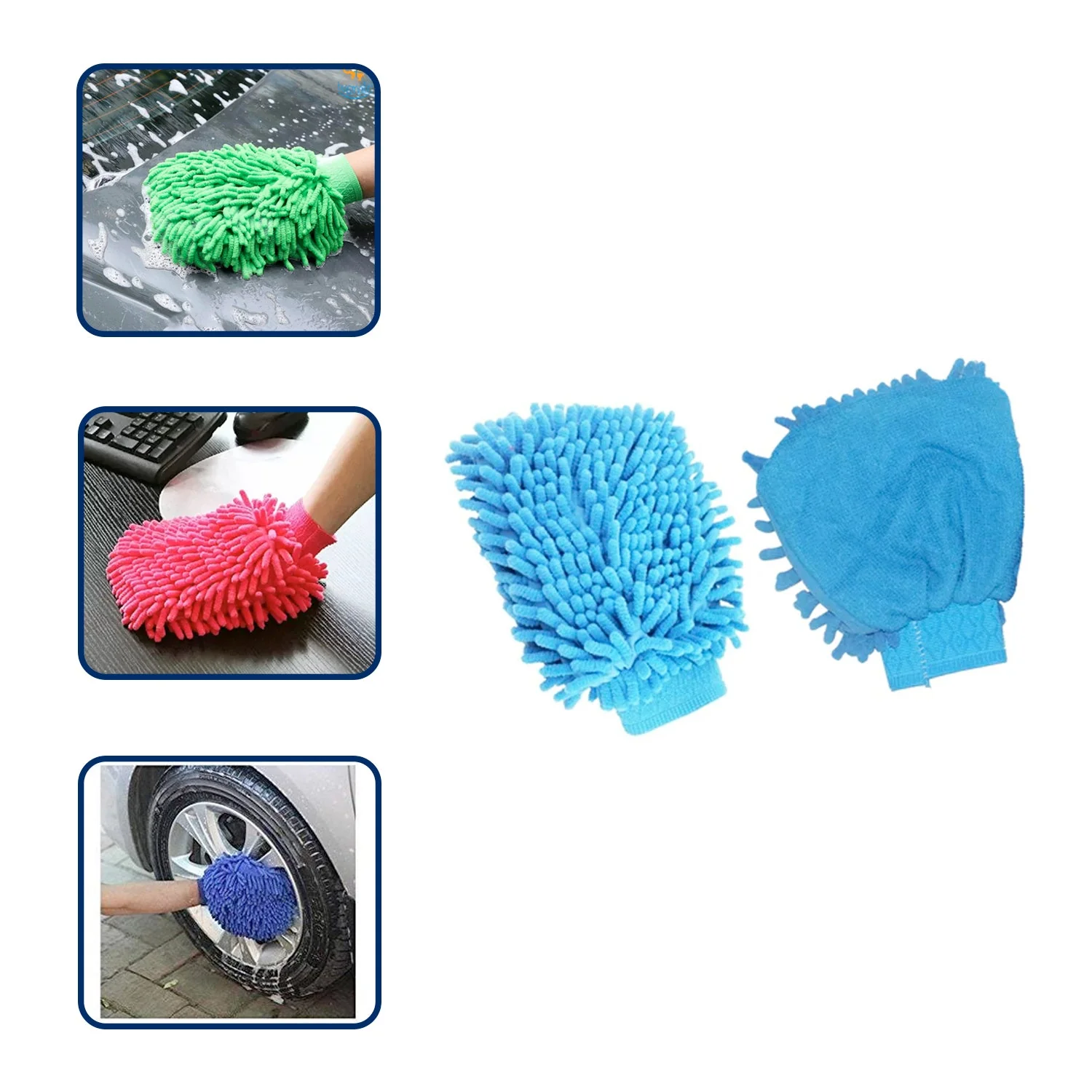 Microfiber Wash and Dust Chenille Mitt Cleaning Gloves - Image 3