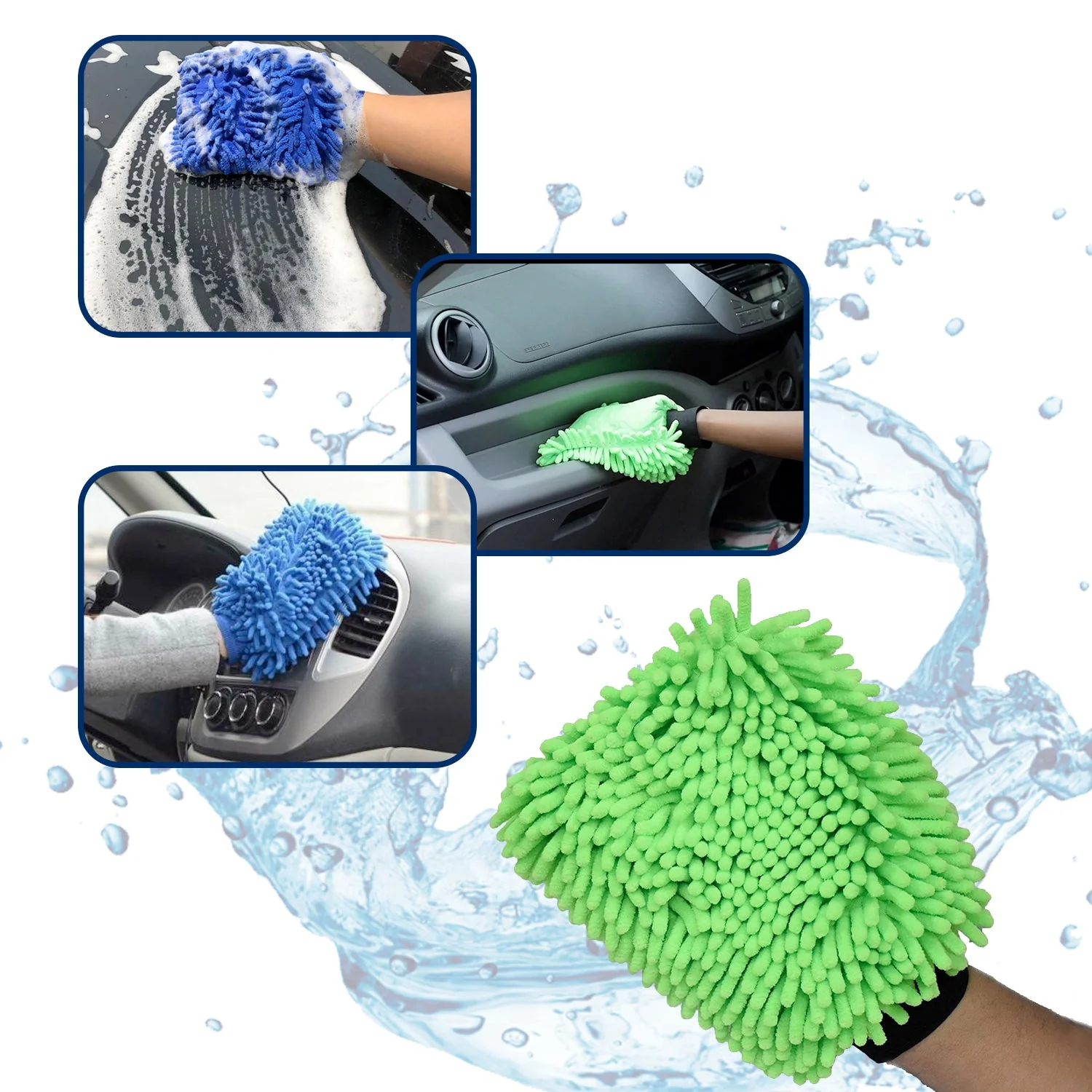 Microfiber Wash and Dust Chenille Mitt Cleaning Gloves - Image 4