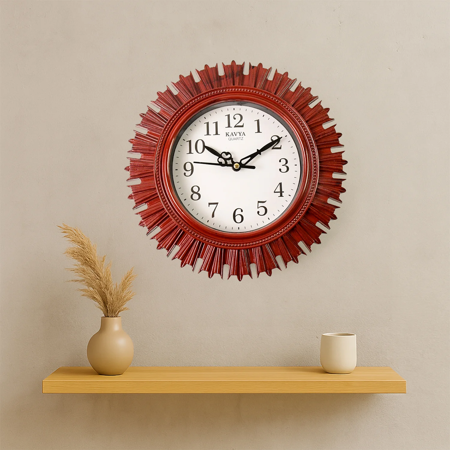 Wooden Look Round Wall Clock – Battery Operated Easy-to-Read Design for Home/Office - Image 6