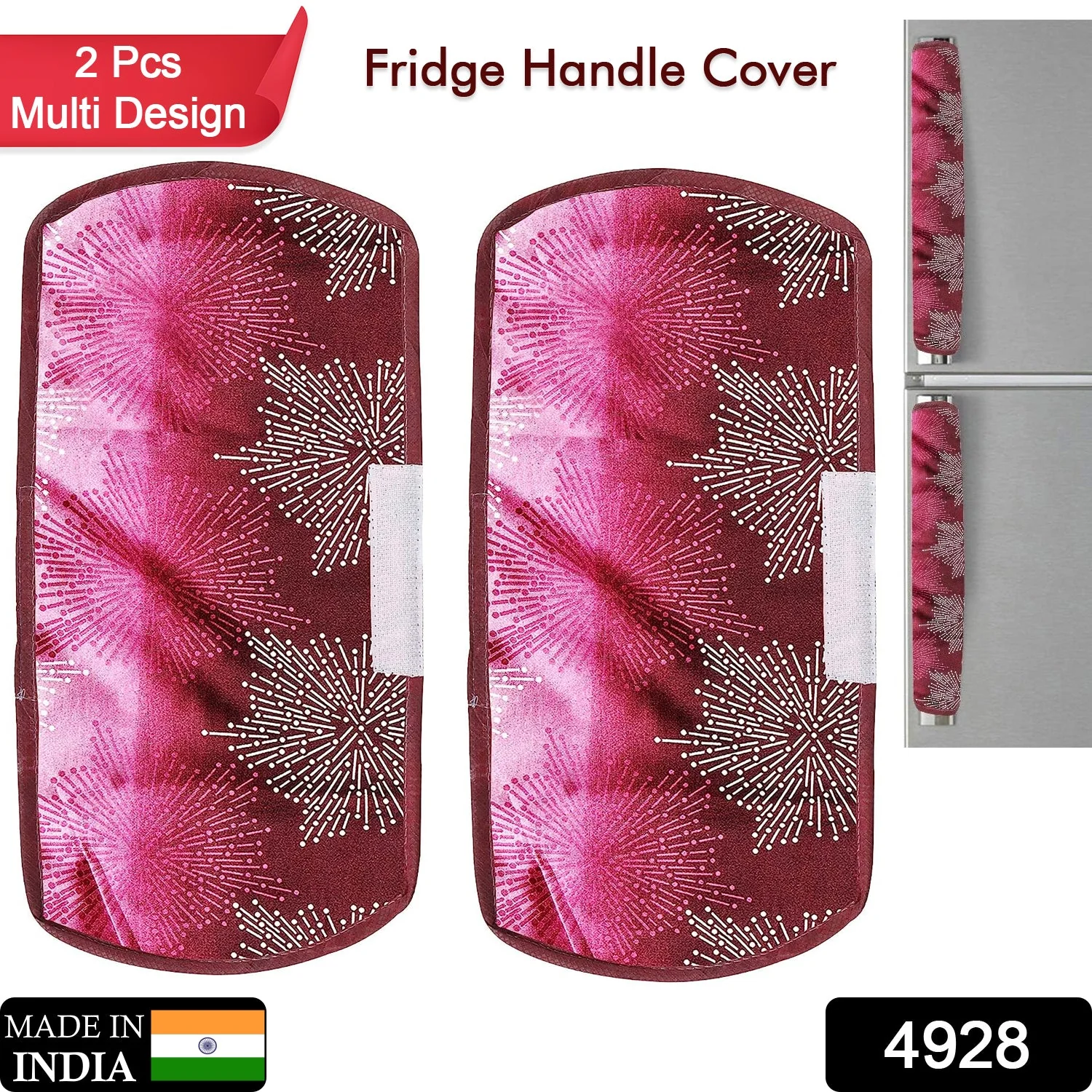 Polyester Fridge Handle Cover Set for Refrigerator Types (2 Pcs, Multi Design) - Image 2