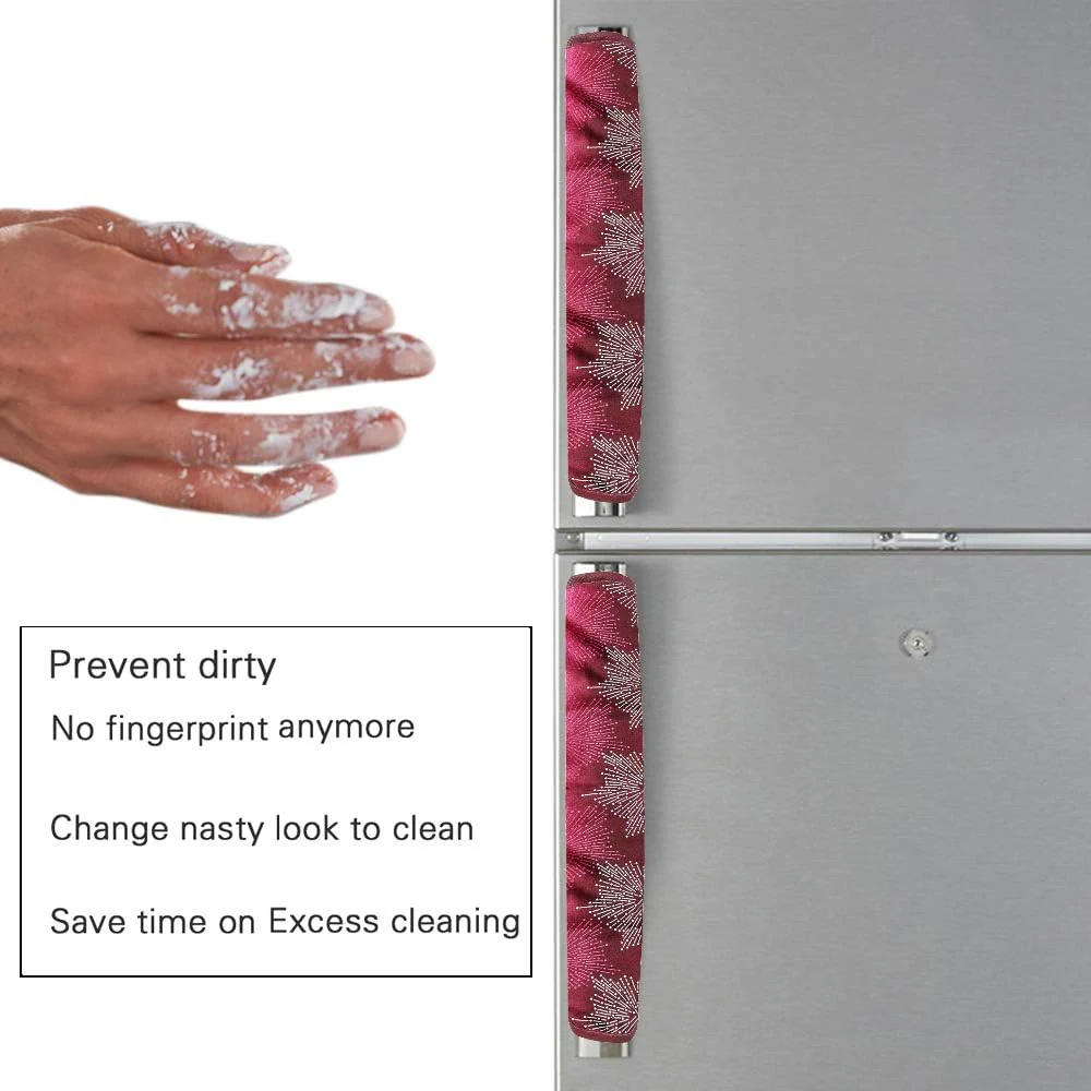 Polyester Fridge Handle Cover Set for Refrigerator Types (2 Pcs, Multi Design) - Image 3