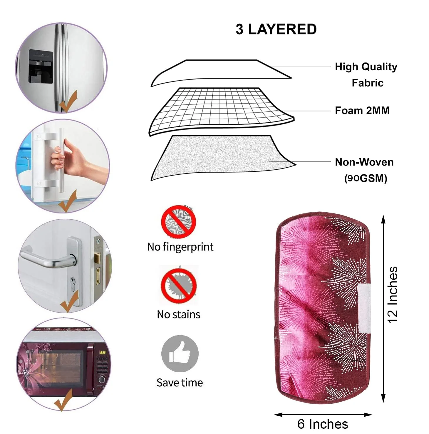 Polyester Fridge Handle Cover Set for Refrigerator Types (2 Pcs, Multi Design) - Image 7