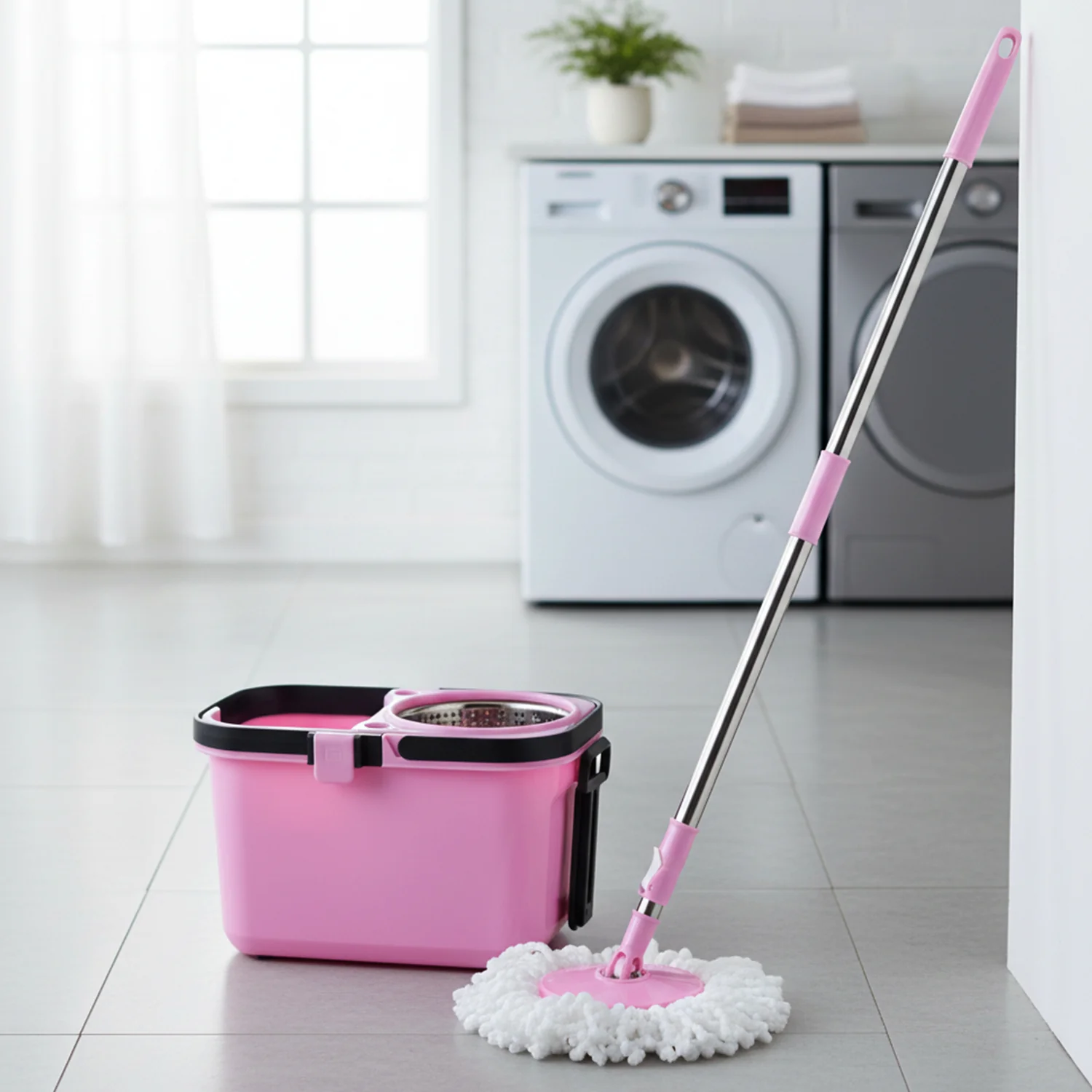 Quick Spin Mop With Steel Spin, Bucket Floor Cleaning, Easy Wheels & Big Bucket, Floor Cleaning Mop with Bucket - Image 7
