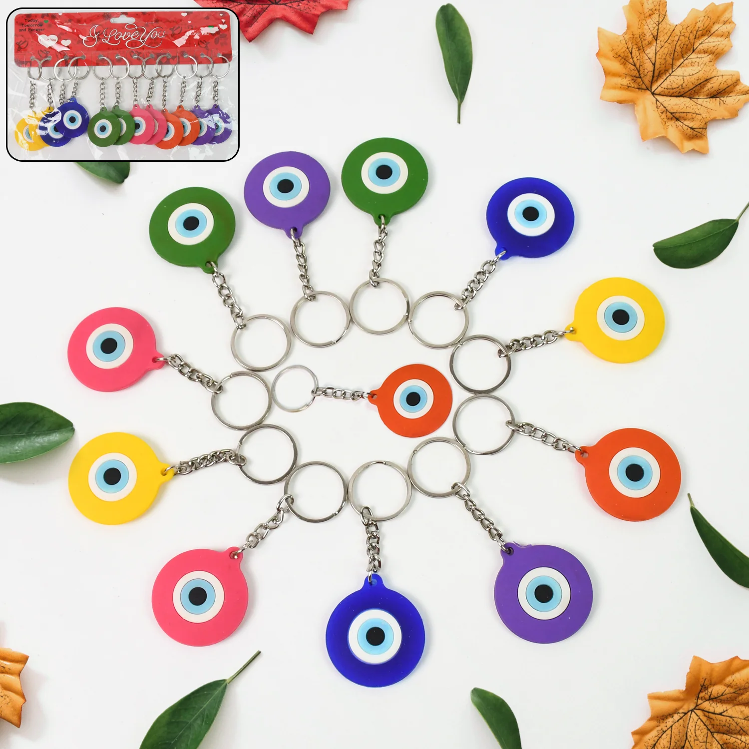 Evil Eye Rubber / Silicone Keychain (12 Pcs Set / Mix Color) - Image 6