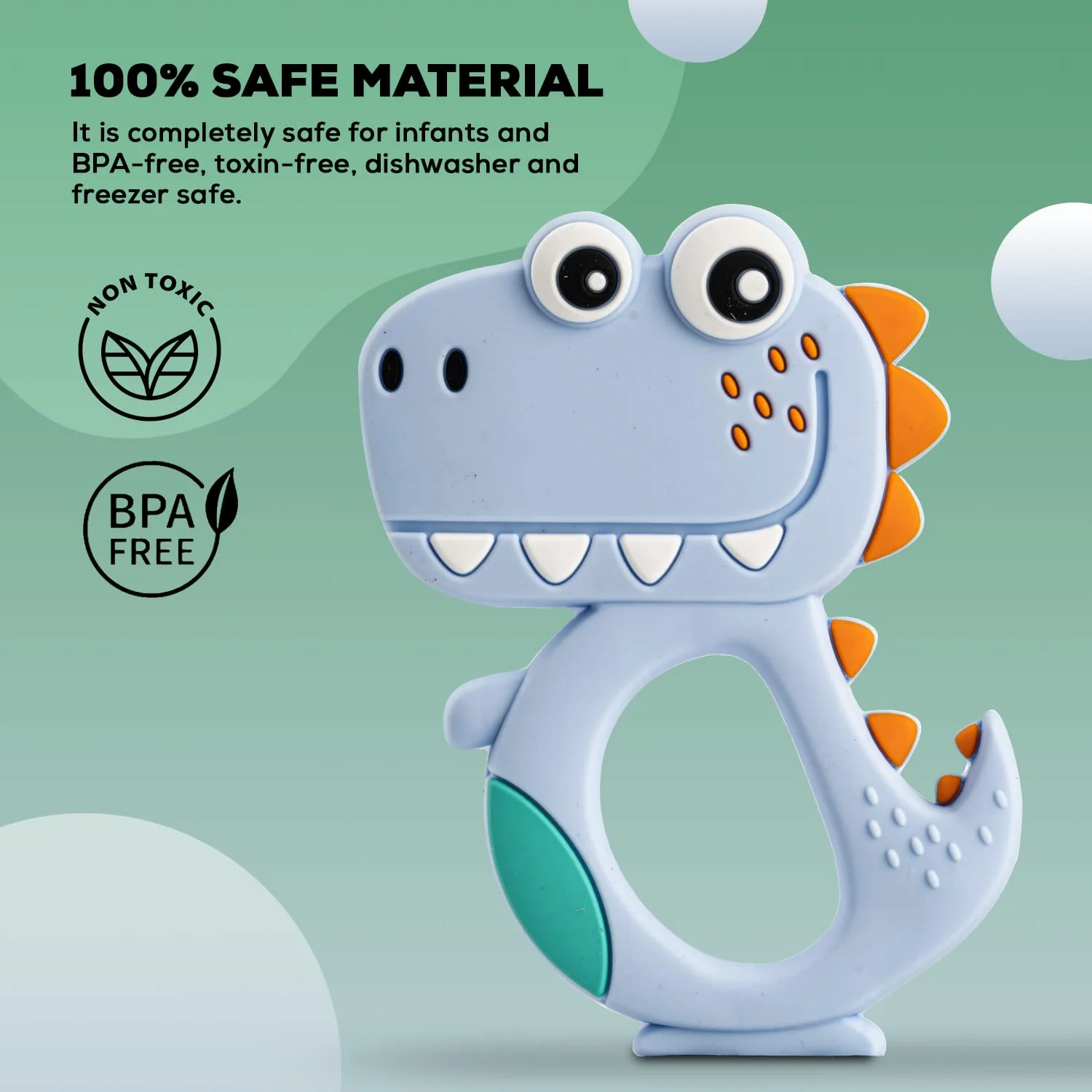 Silicone Dinosaur Teether for Baby (1 Pc / Mix Design & Color) - Image 3