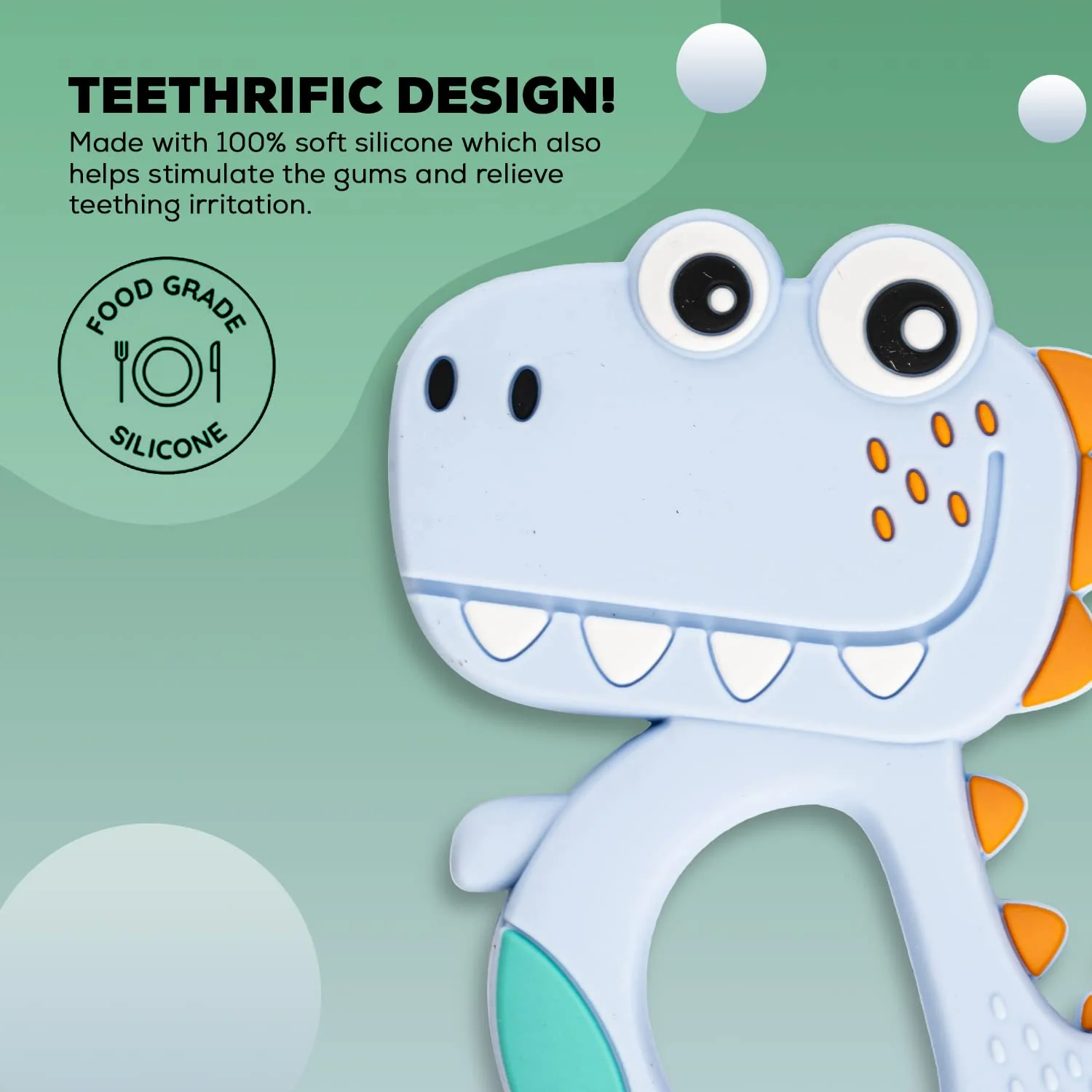 Silicone Dinosaur Teether for Baby (1 Pc / Mix Design & Color) - Image 5