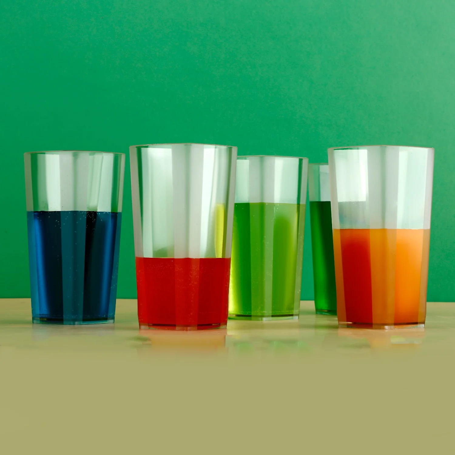 Unbreakable Transparent Square Design Wine Tumbler Plastic Glass 300 ML 6 Pc - Image 3