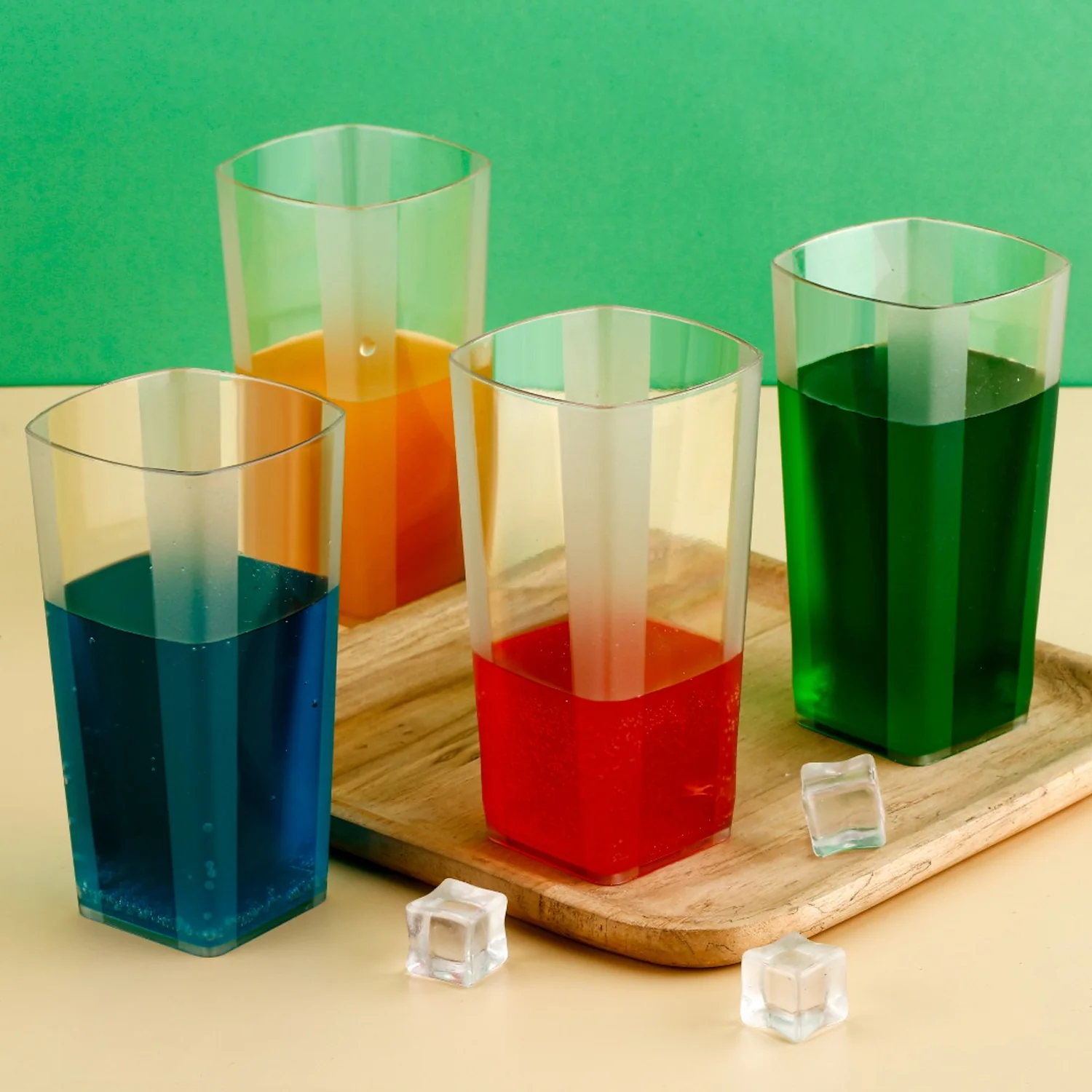 Unbreakable Transparent Square Design Wine Tumbler Plastic Glass 300 ML 6 Pc - Image 4