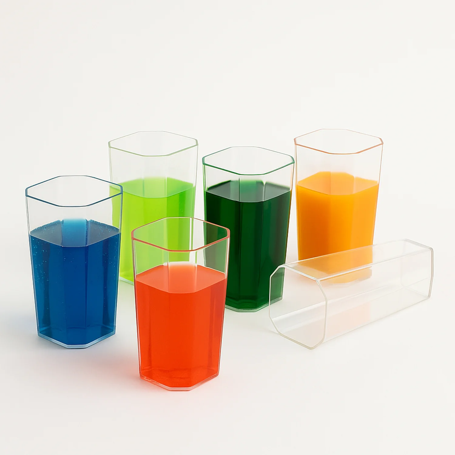 Unbreakable Transparent Square Design Wine Tumbler Plastic Glass 300 ML 6 Pc - Image 7
