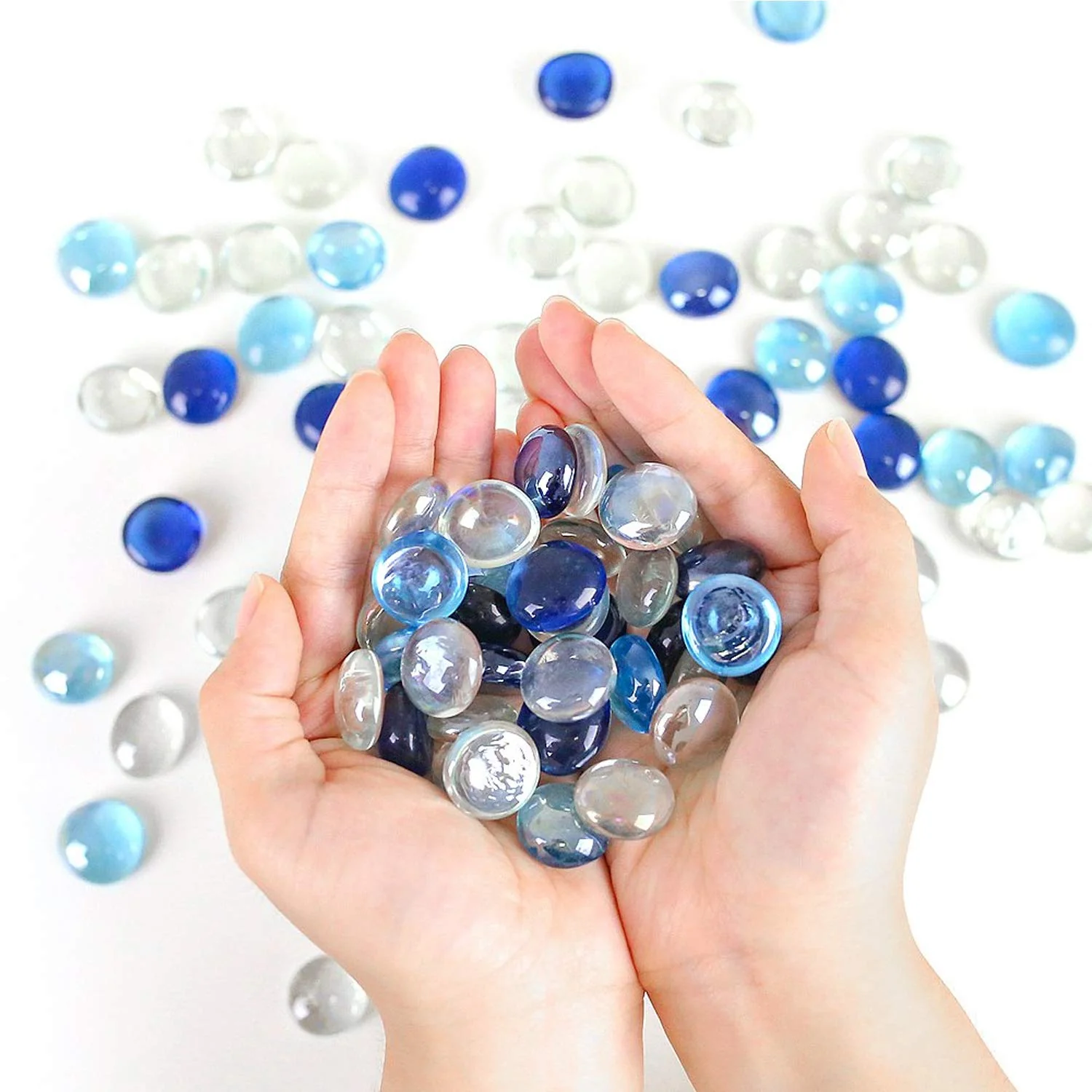 Glass Gem Stone, Flat Round Marbles Pebbles for Vase Fillers, Attractive pebbles for Aquarium Fish Tank. - Image 8
