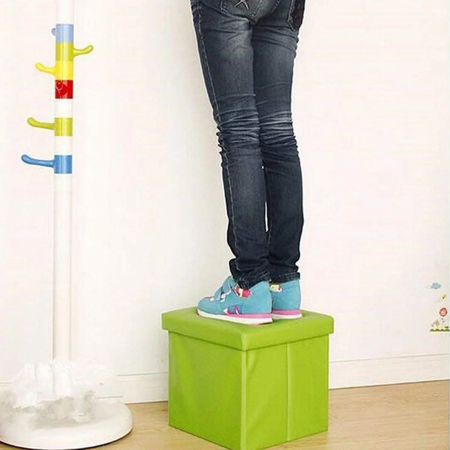 4986 Living Room Cube Shape Sitting Stool with Storage Box.(Mix Color) - Image 4