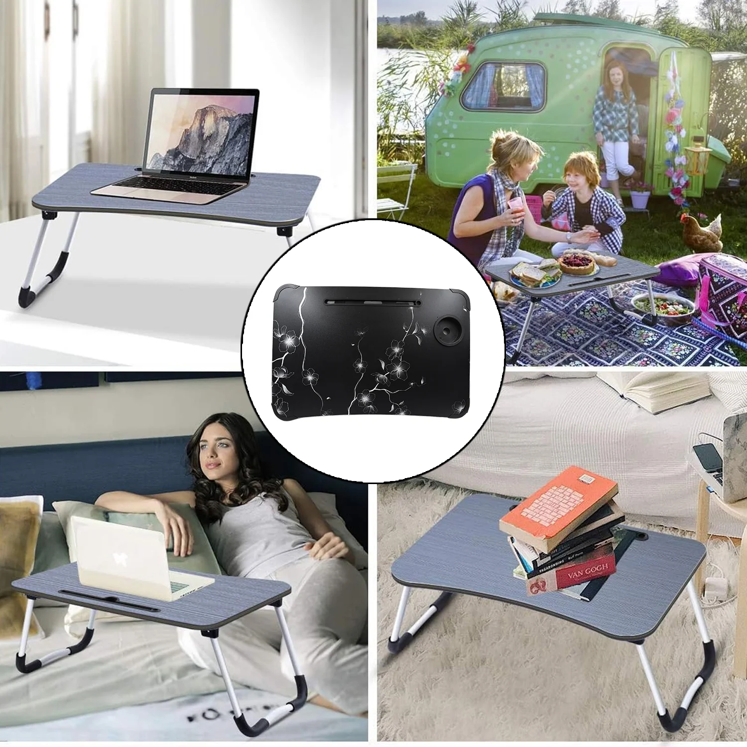 Laptop Table Foldable Portable Notebook Bed Lap Desk - Image 4