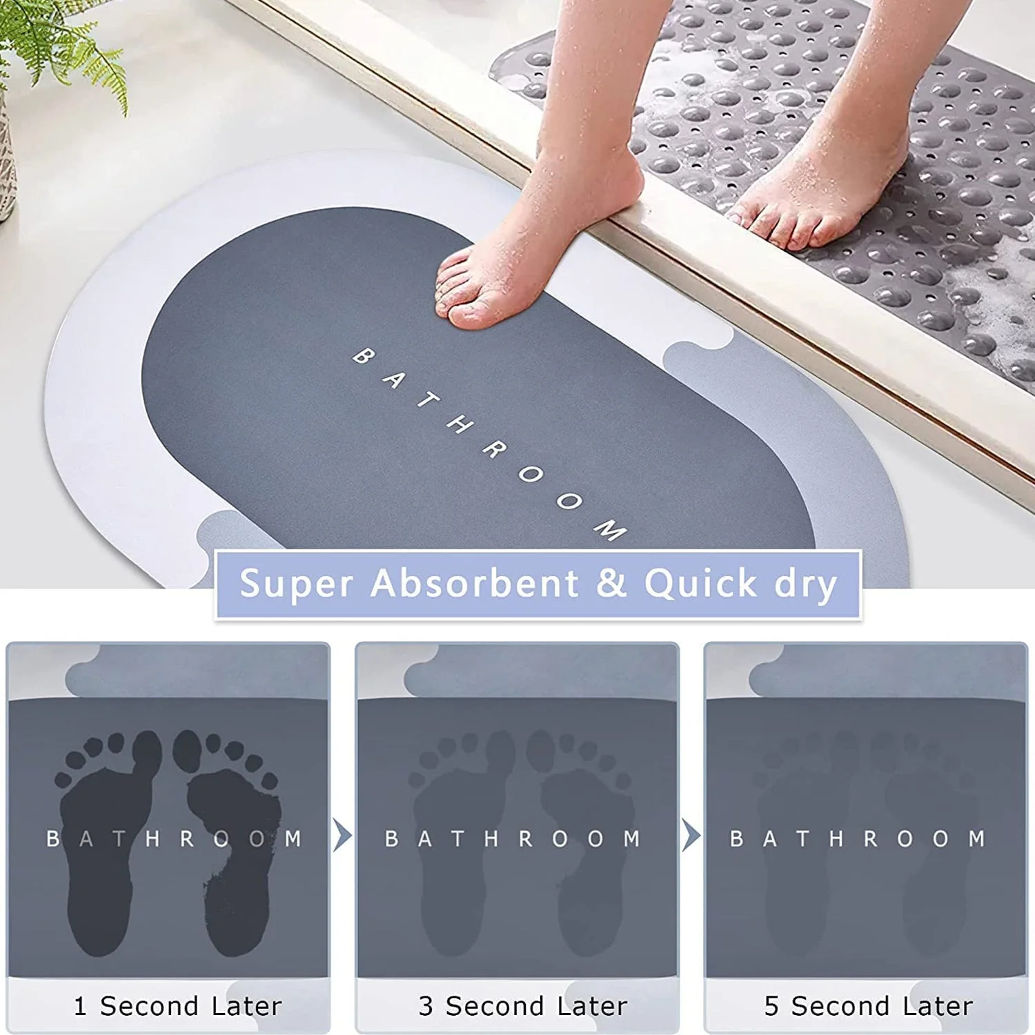 Floor Mat Bath Mat  Soft Quick Dry Barrier - Image 5
