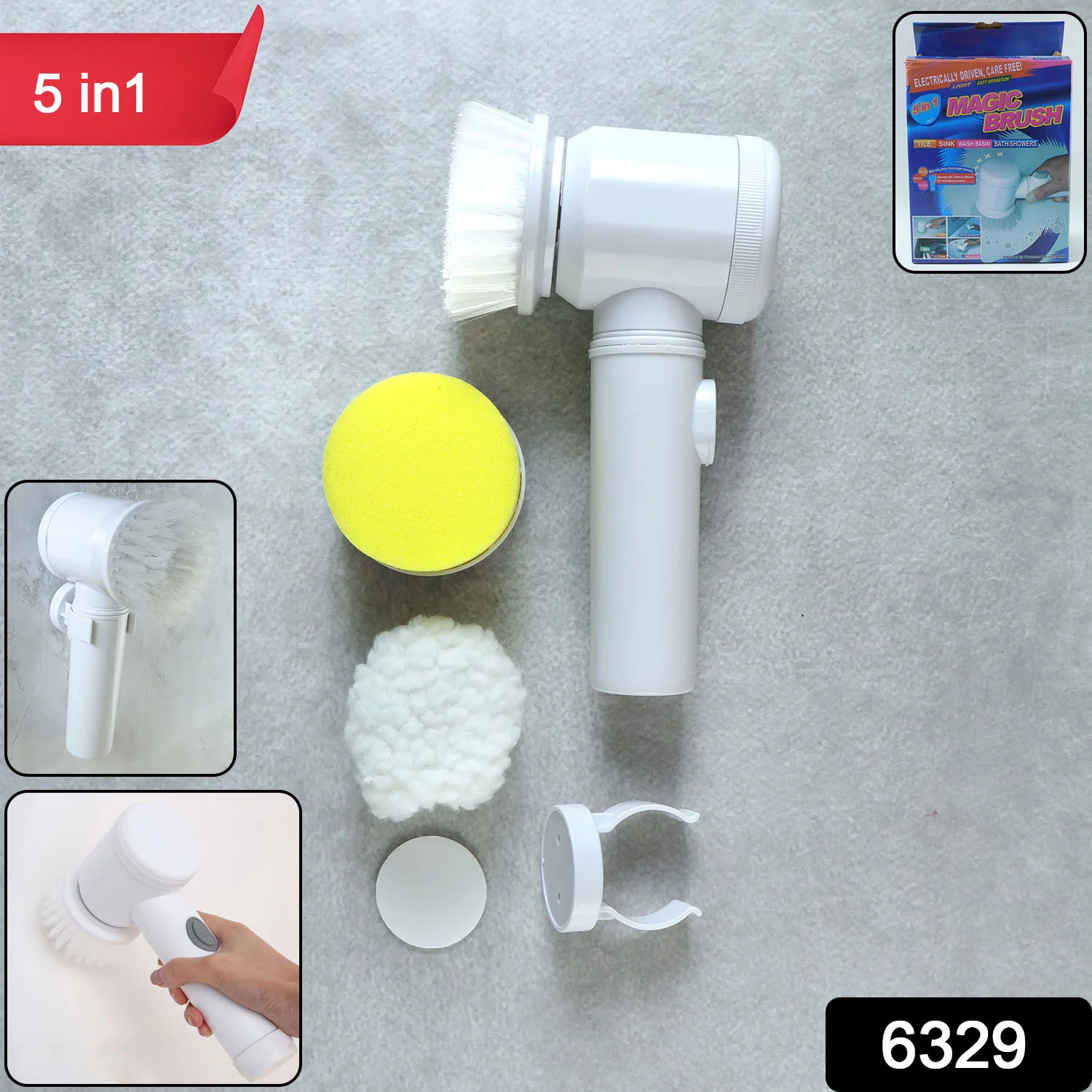 B Grade 5 in 1 Electric Cleaning Spin Brush with Multiple Replaceable Heads - Image 2