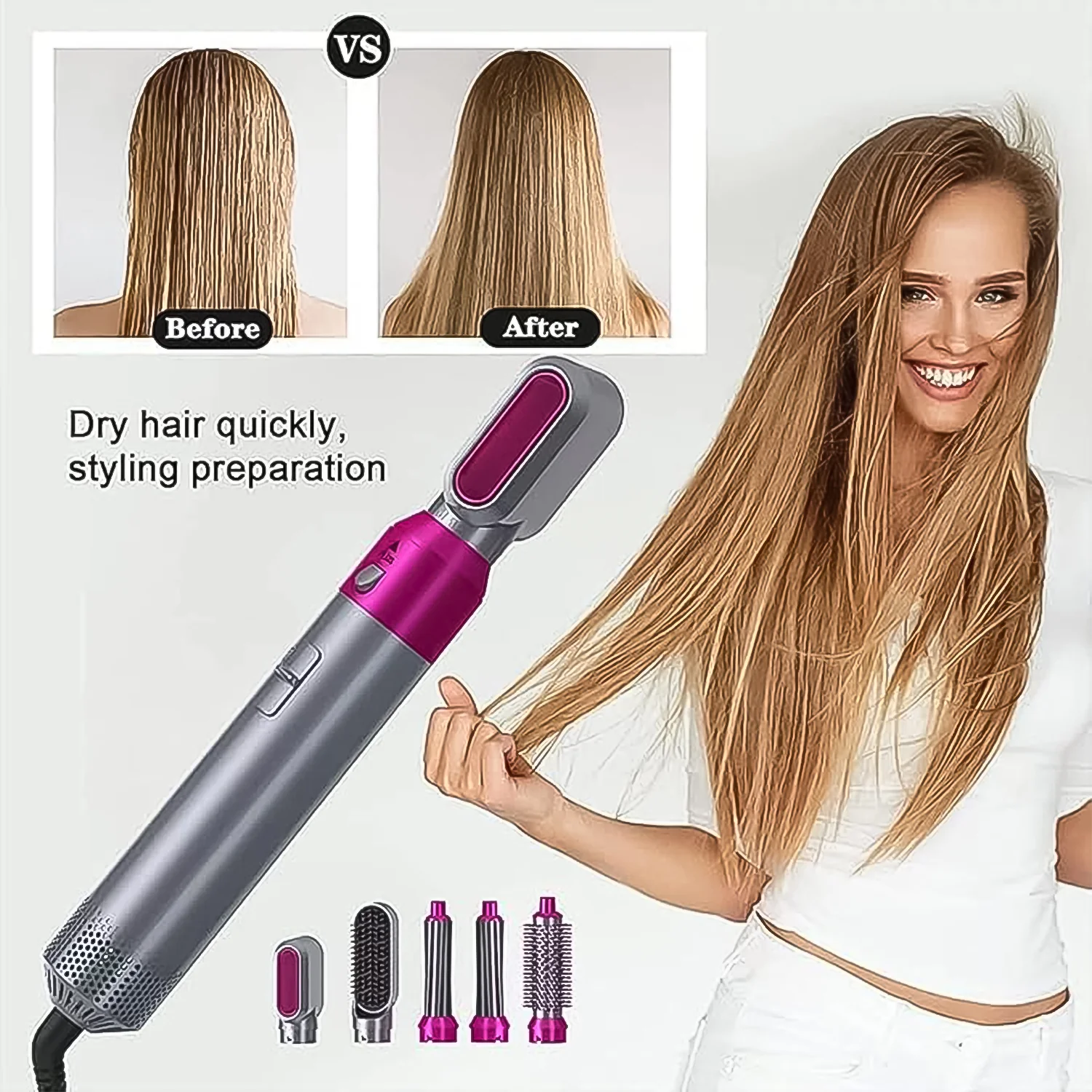 5 In 1 Hair Dryer Brush, Multifunctional Hot Air Styler Hair Tools - Image 4