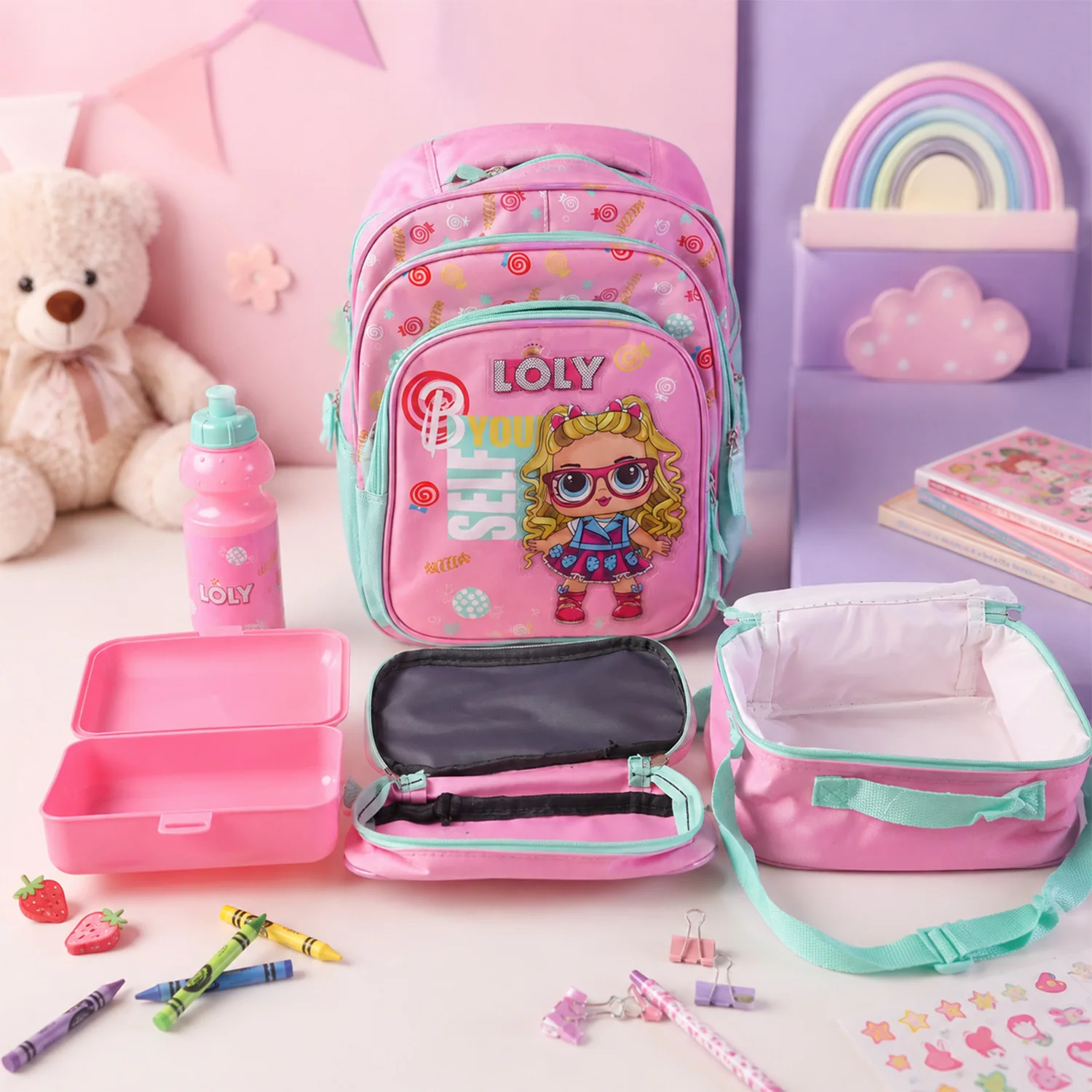 5 in 1 School Bag Set Includes Lunch Bag 14 Inch Bag  1 Set Mix - Image 6