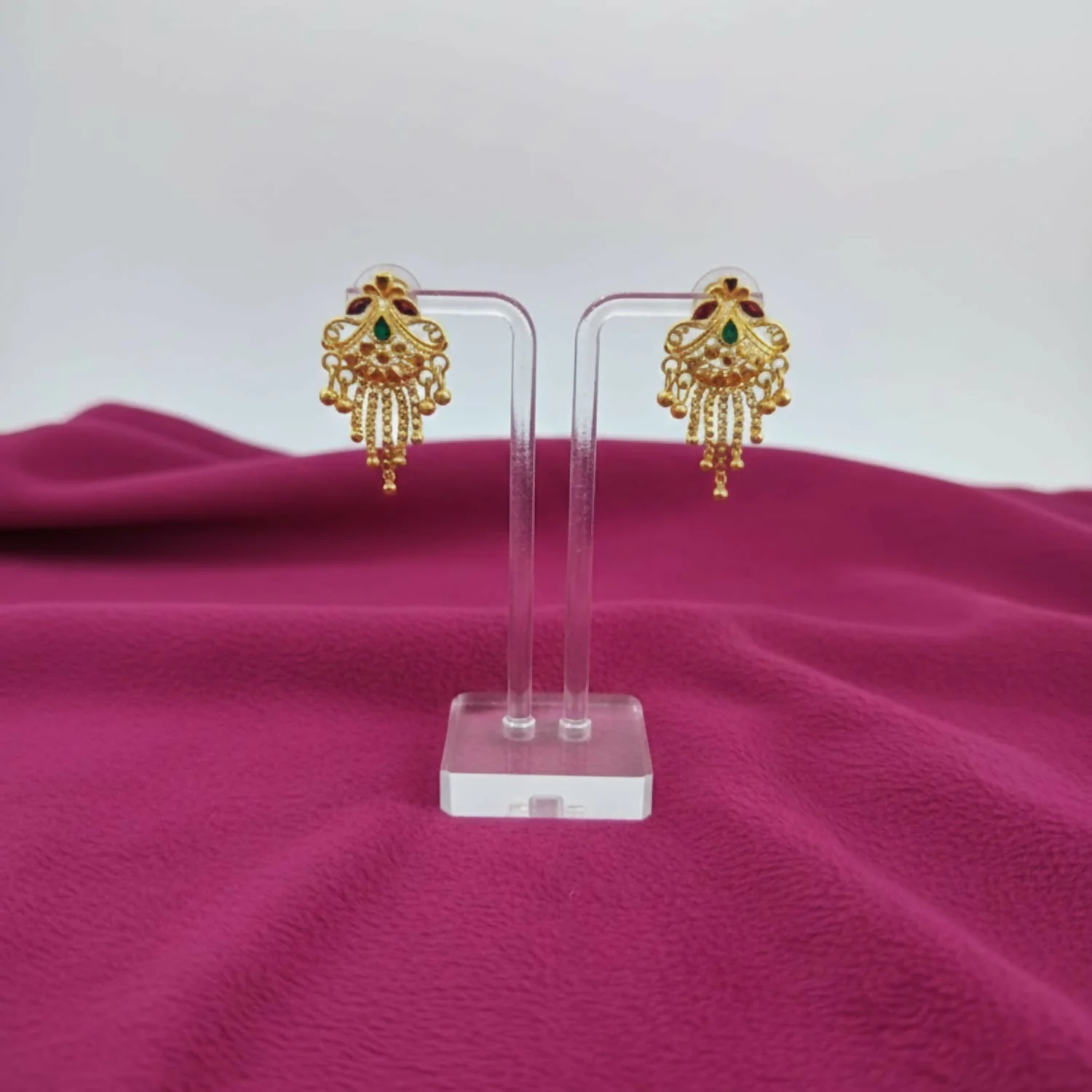 5 Line Side Latkan Golden Earrings with Mina for Women & Girls – Fancy Jewellery Gift - Image 3