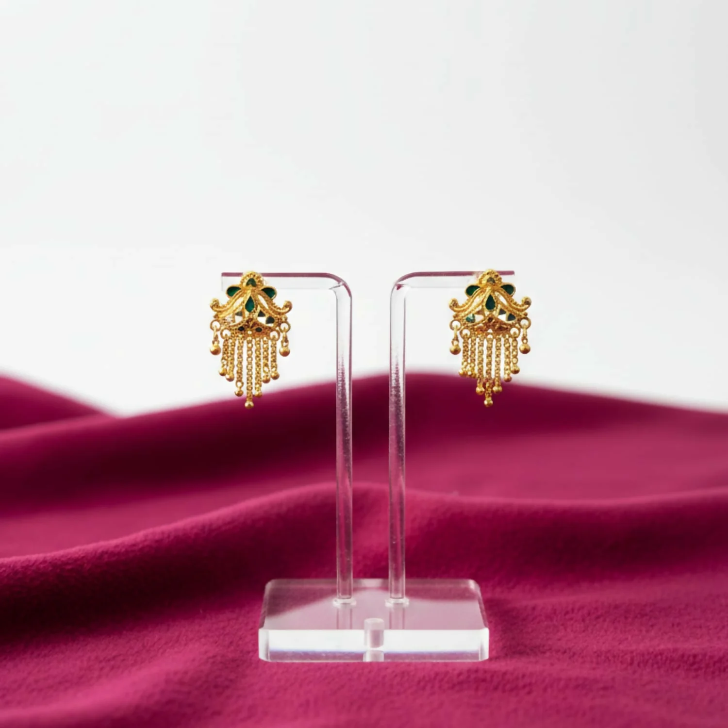 5 Line Side Latkan Golden Earrings with Mina for Women & Girls – Fancy Jewellery Gift - Image 3