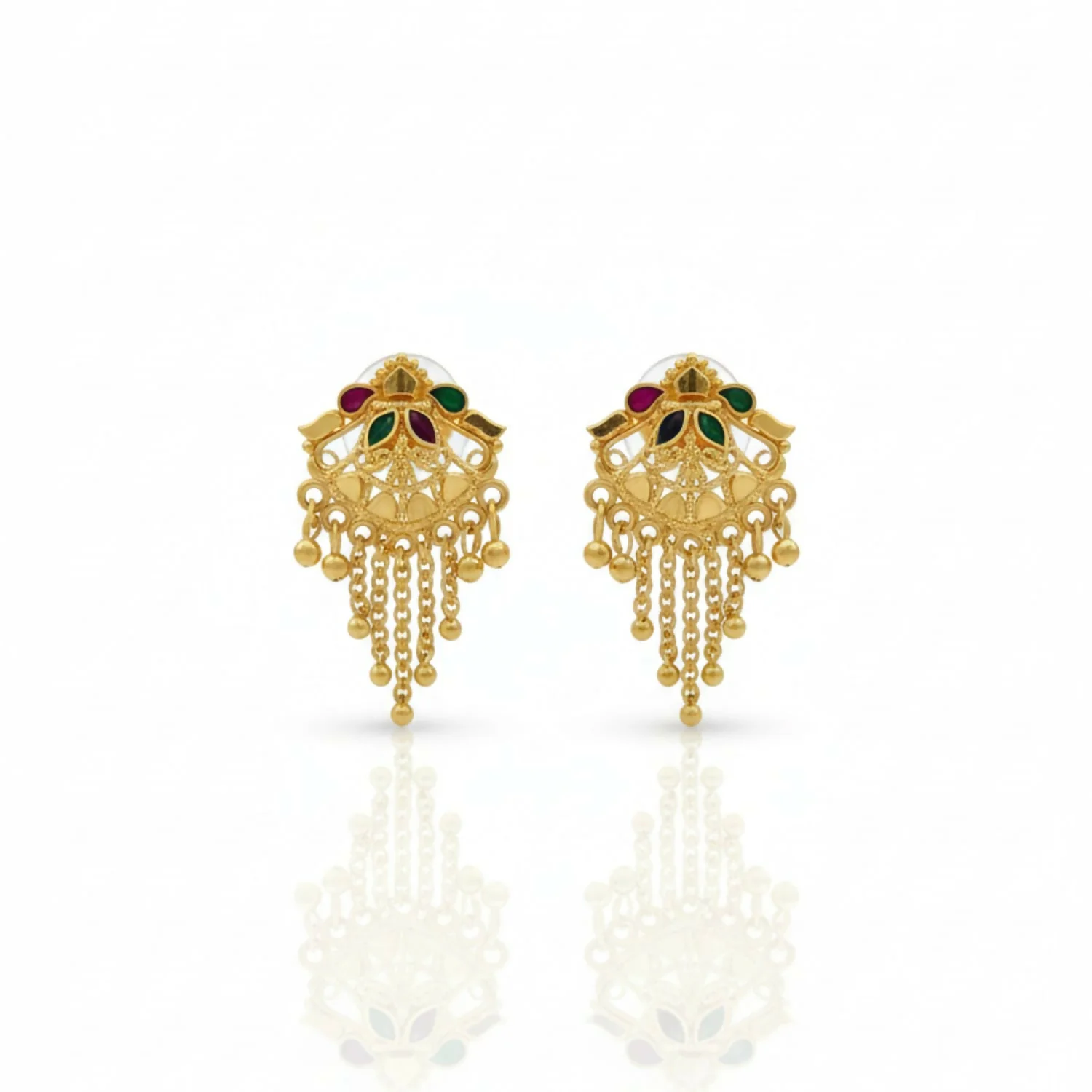 5 Line Side Latkan Golden Earrings with Mina for Women & Girls – Fancy Gift - Image 4