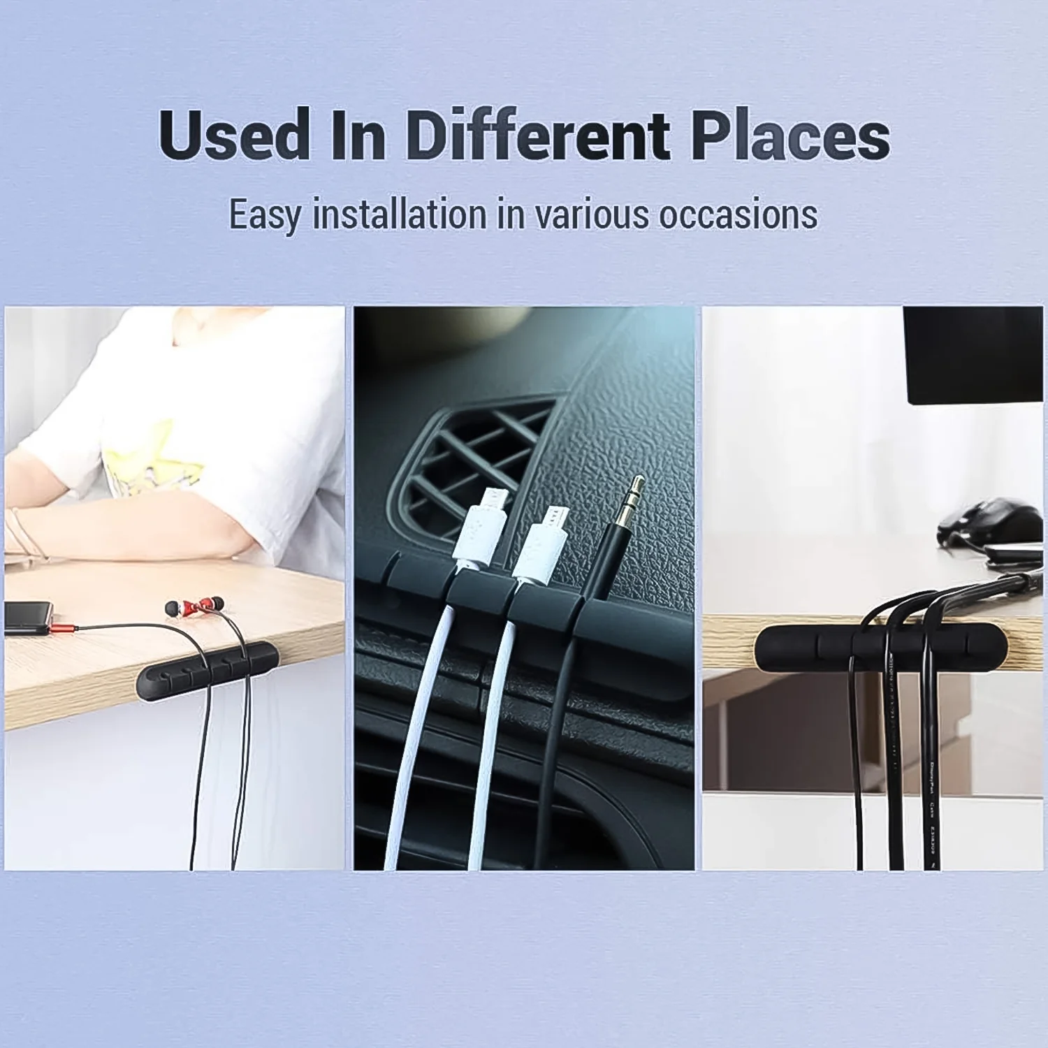 5 Slot Cable Clips - Silicone Adhesive Cord Management Organizer (1 Pc / 5 Slot) - Image 4
