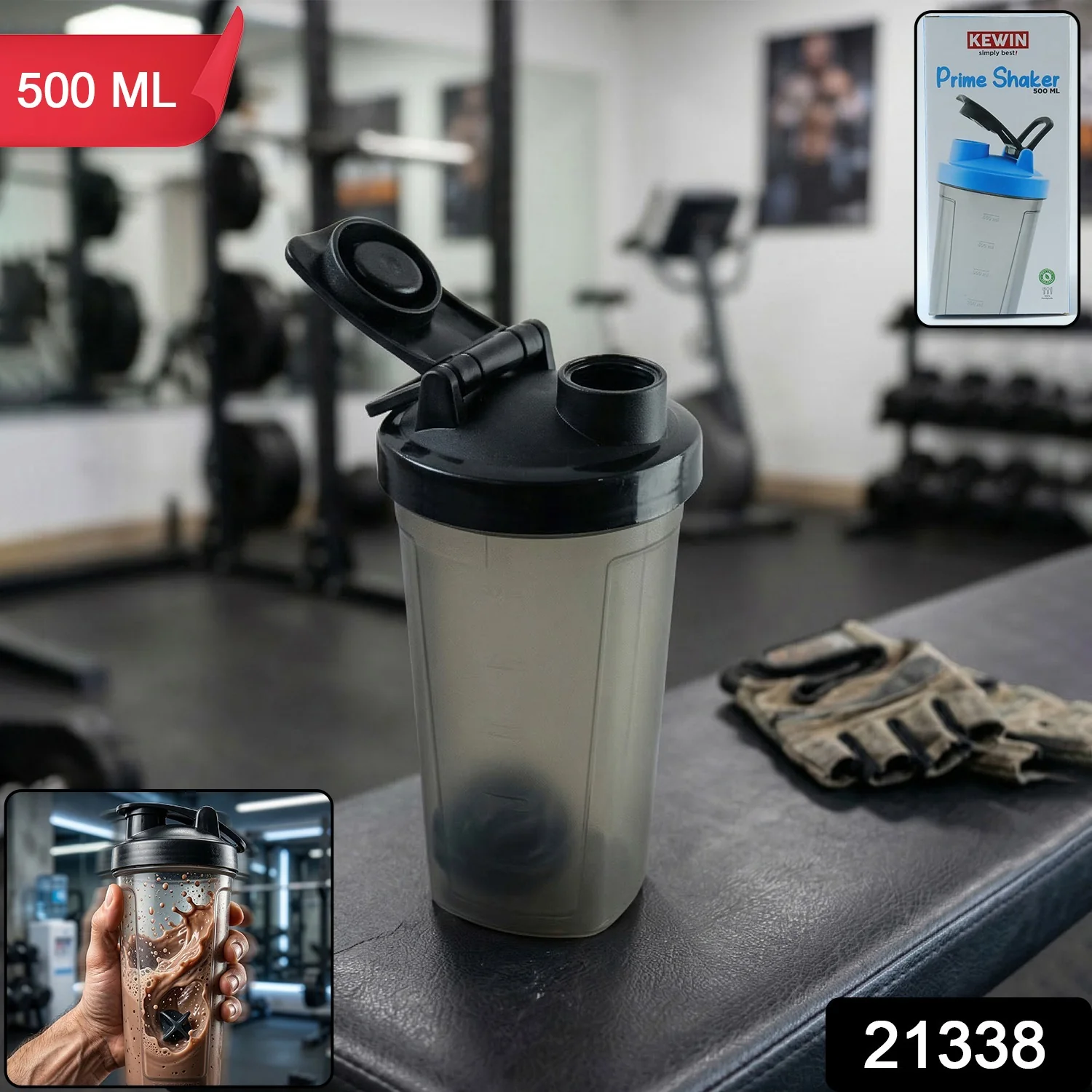 500 ML Plastic Prime Gym Shaker Bottle (1 Pc) - Image 2