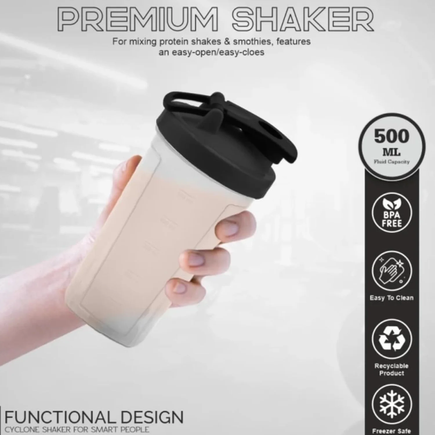 500 ML Plastic Prime Gym Shaker Bottle (1 Pc) - Image 8