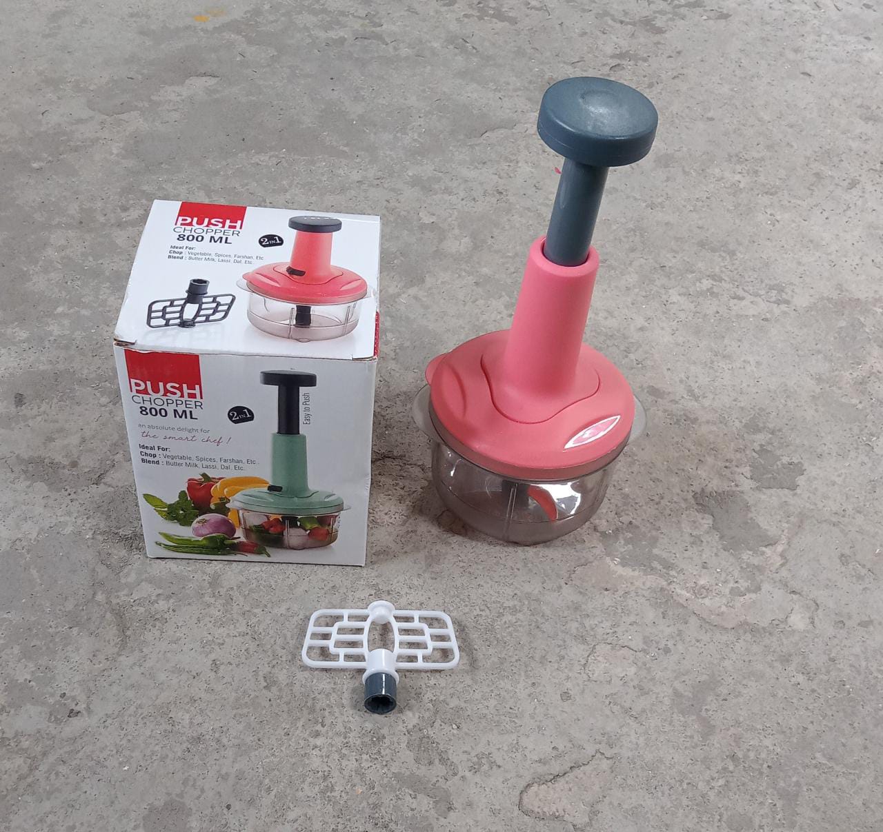 2-in-1 Push Chopper 800ml with Stainless Steel Blade for Quick Food Prep - Image 7